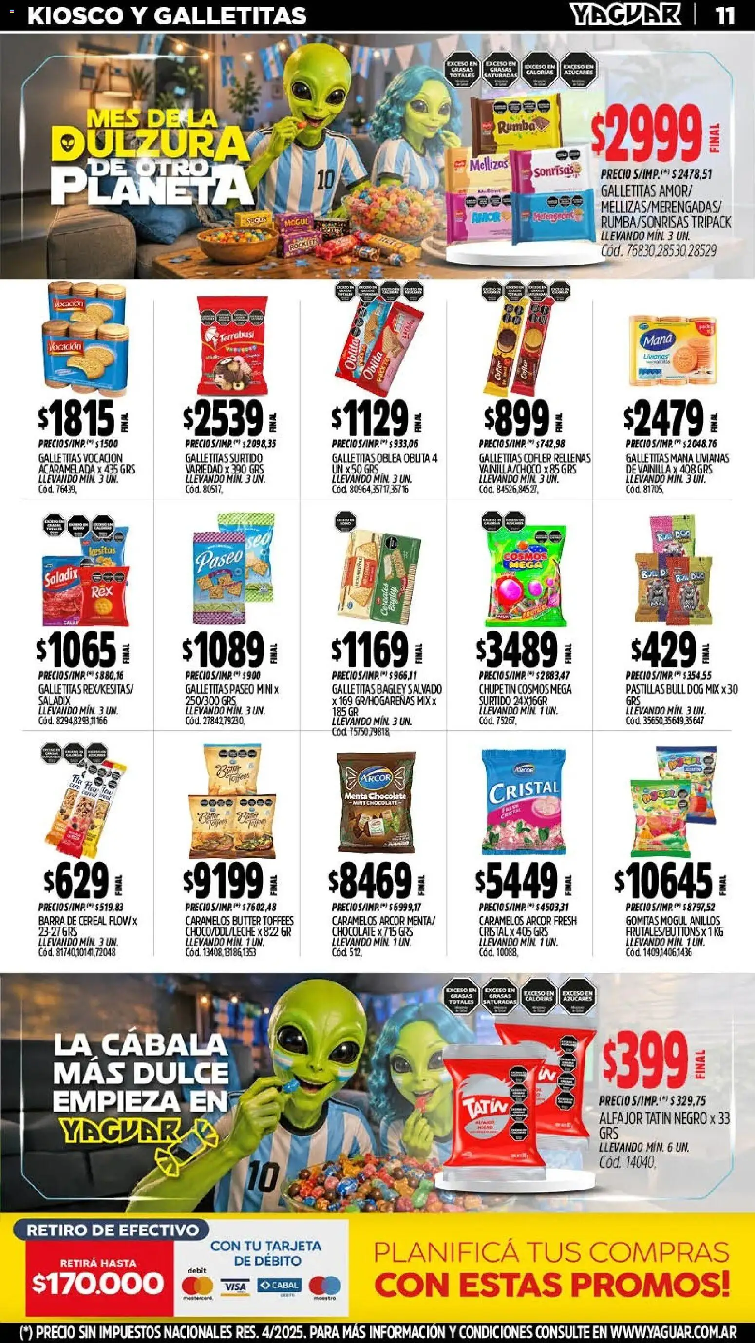 Yaguar - Oferta Semanal Salta │ válido desde el 06/07/2026 | Página: 11 | Productos: Galletitas, Gomitas, Chocolate, Cereales