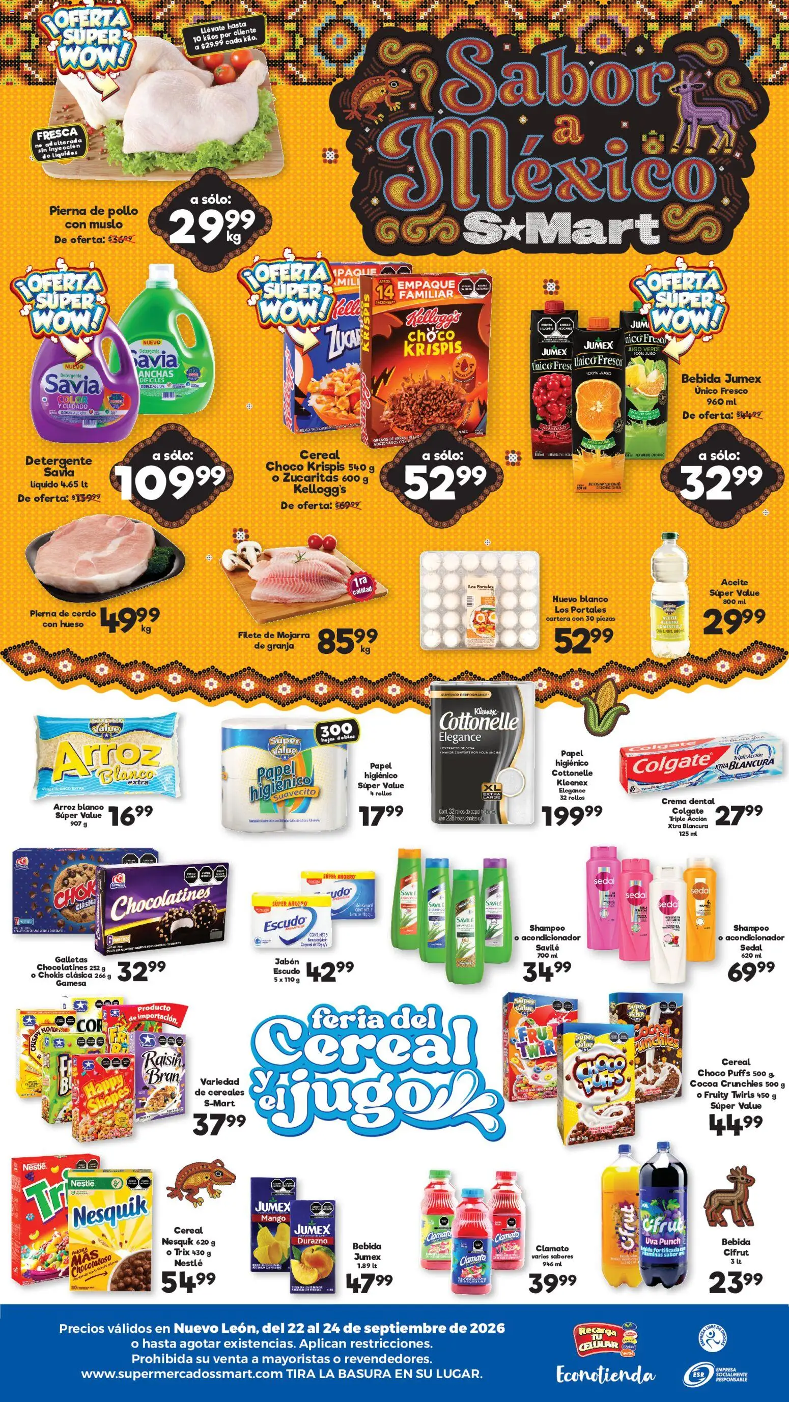 Nuevas ofertas de S-Mart válidas en toda la República Mexicana desde el 22/09/2026. ¡Encuentra las mejores ofertas en S-Mart folleto Monterrey! | Página: 2 | Productos: Filete, Mango, Pierna de cerdo, Acondicionador