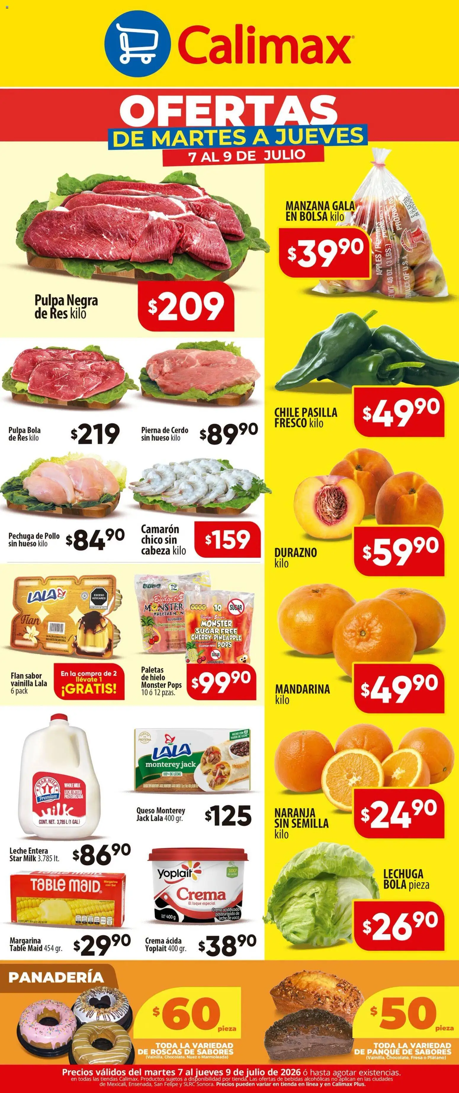 Nuevas ofertas de Calimax válidas en toda la República Mexicana desde el 07/07/2026. ¡Encuentra las mejores ofertas en Calimax folleto! | Página: 2 | Productos: Pollo, Durazno, Leche, Cerdo