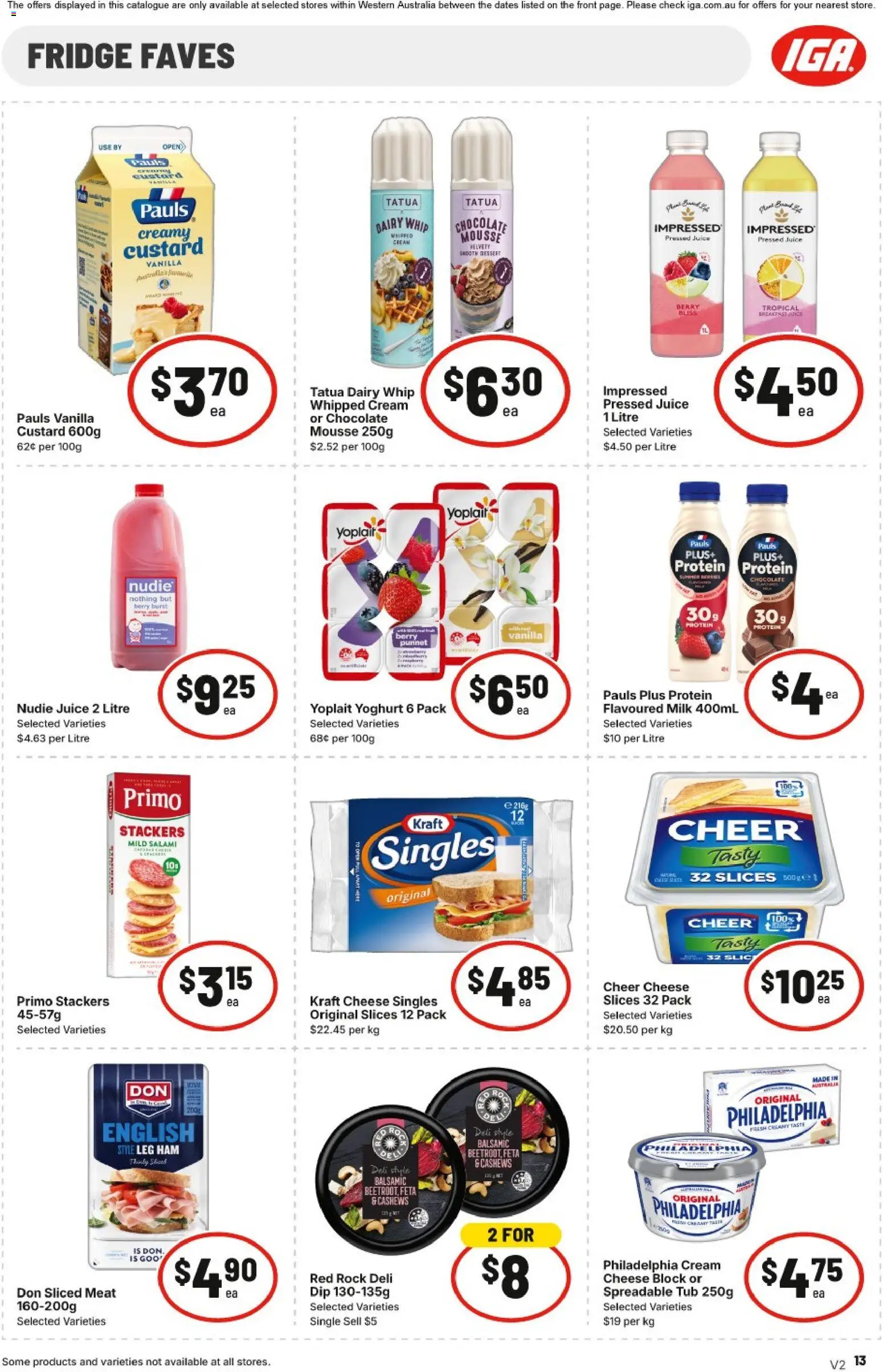 IGA catalogue - valid from 08/07/2026 | Page: 13 | Products: Cheese, Yoghurt, Salami, Copier