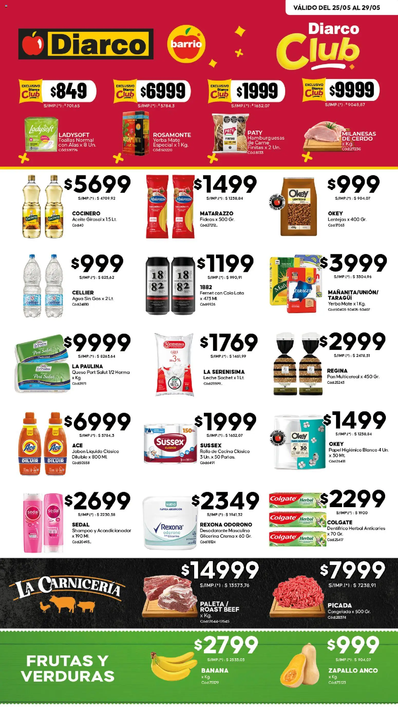Diarco - Ofertas Diarco Barrio │ válido desde el 25.05.2026 | Página: 1 | Productos: Zapallo, Yerba, Fernet, Fideos
