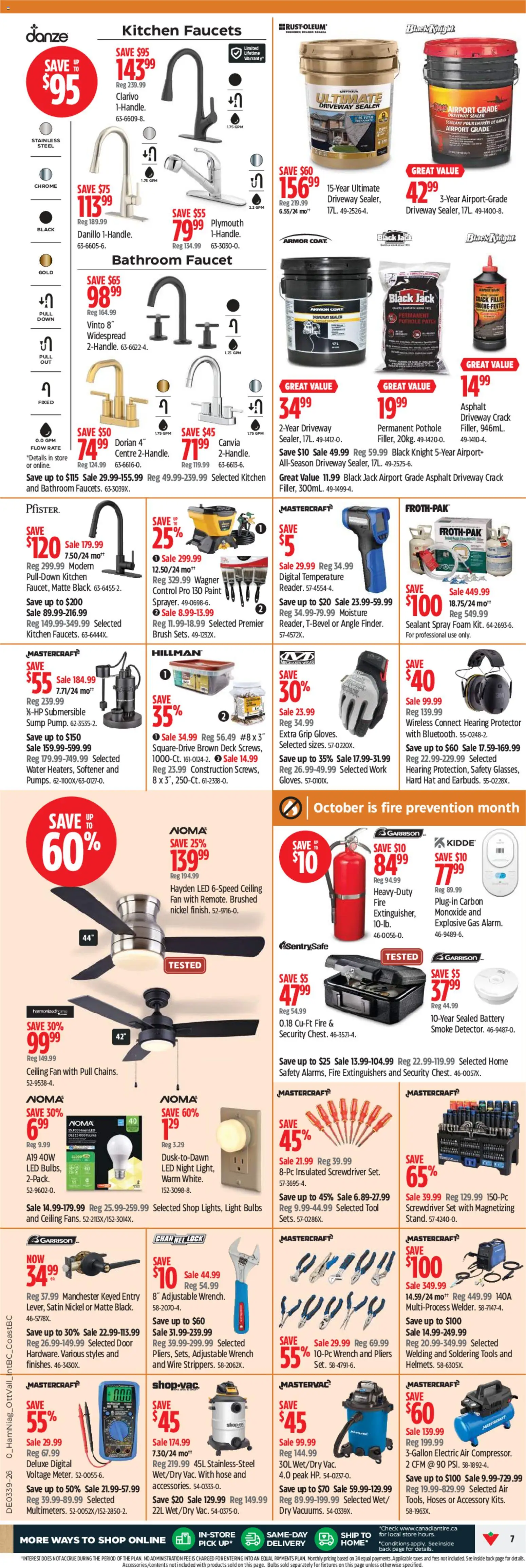 Canadian Tire flyer valid from Sep 24, 2026 | Page: 7 | Products: Hat, Foam, Brush, Coat