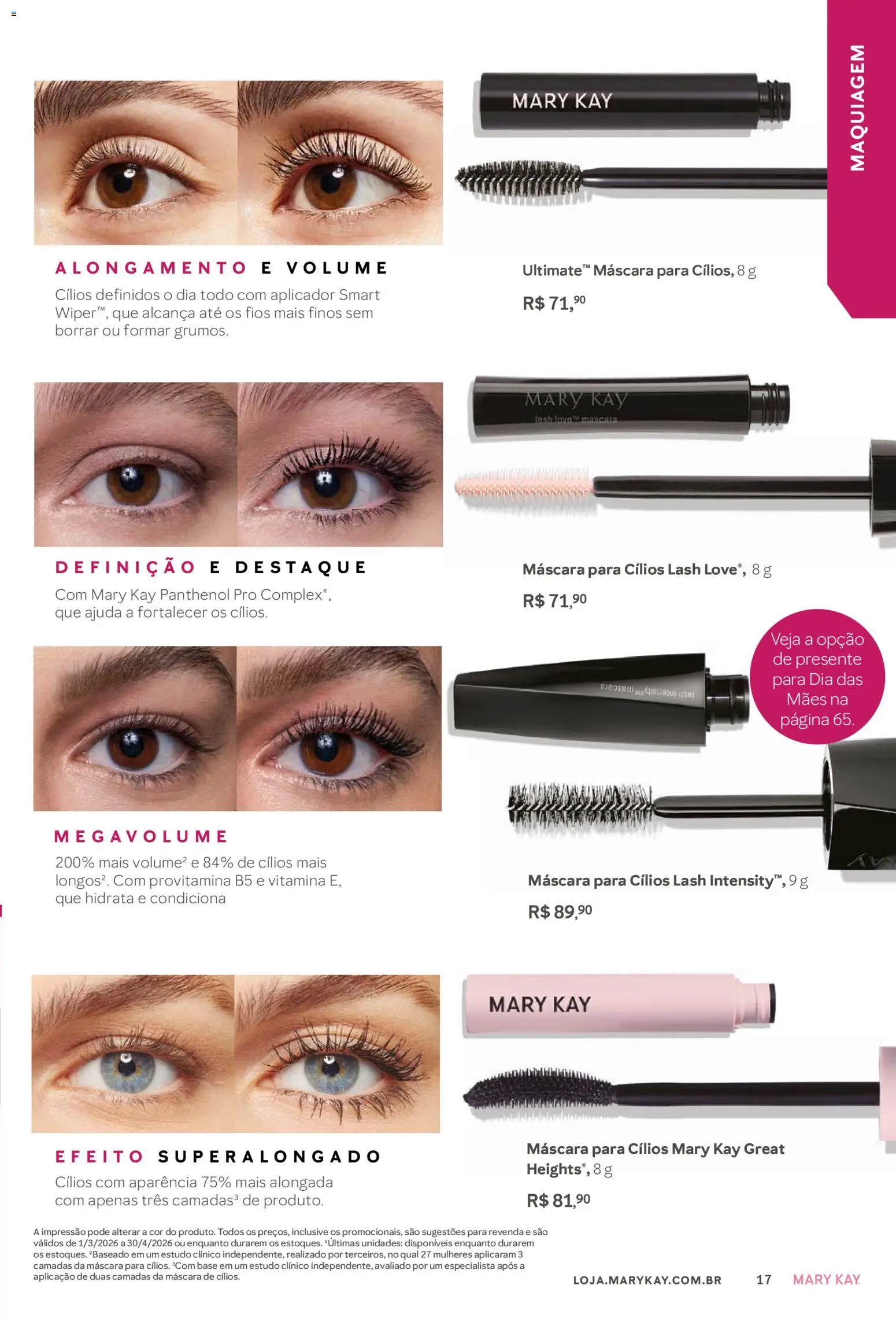 Mary Kay Folheto - válido de 01/03/2026 | Página: 17 | Produtos: Maquiagem, Máscara para cílios, Base