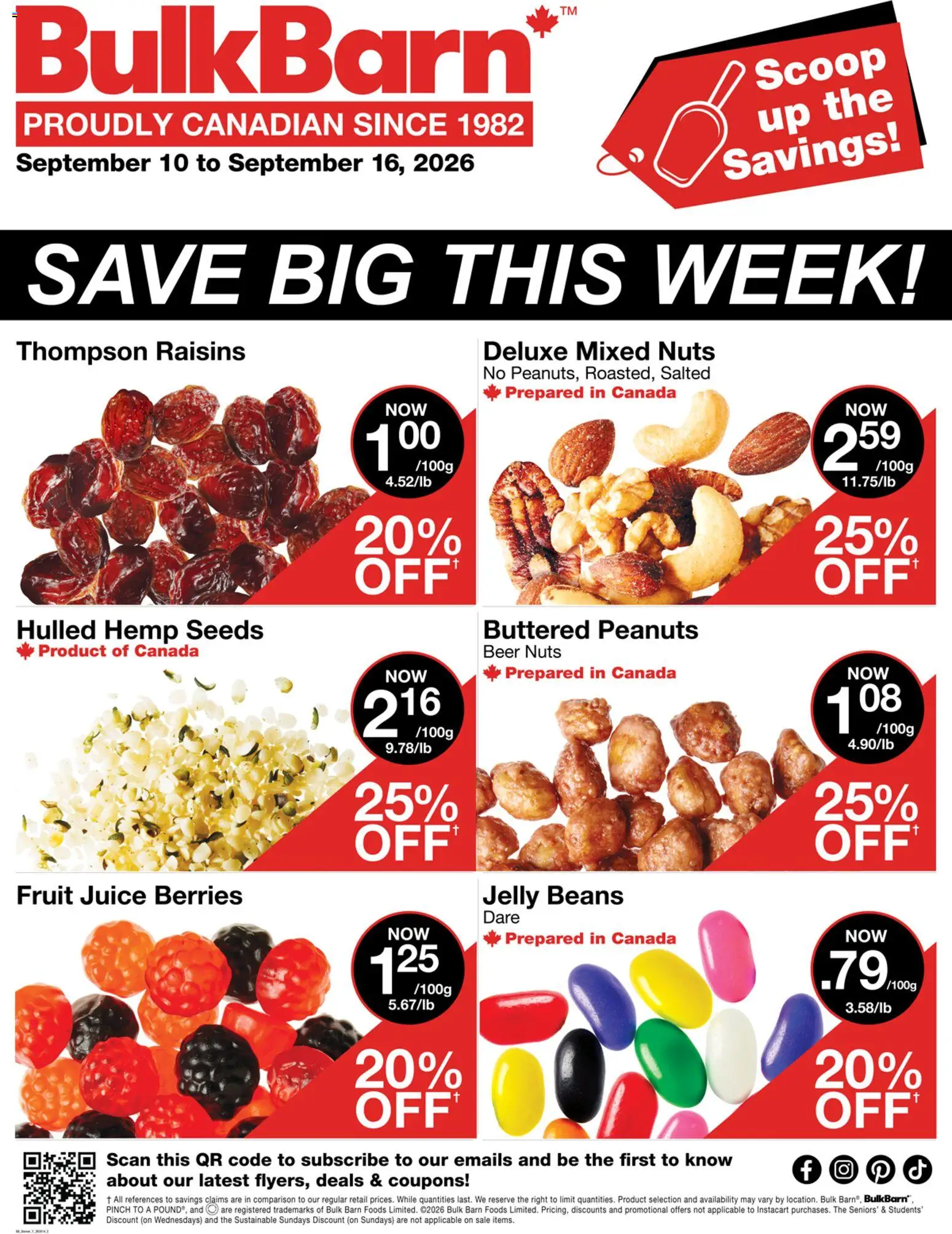 Bulk Barn flyer valid from Sep 10, 2026 | Page: 1 | Products: Fruit, Peanuts, Raisins, Beer