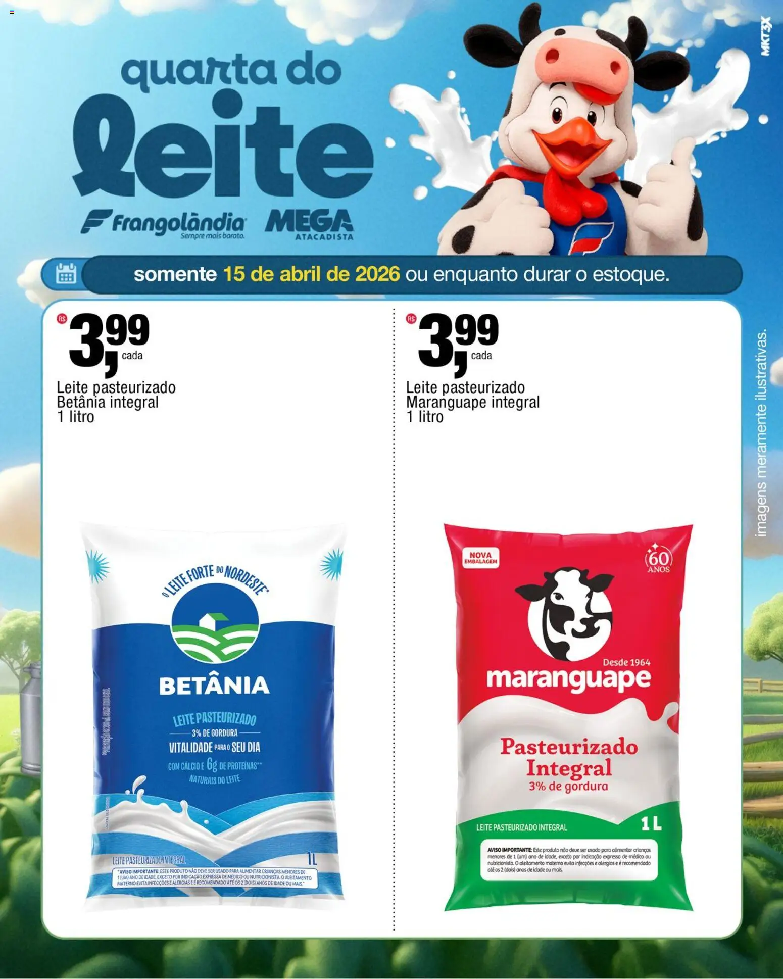 Frangolândia Folheto - válido de 15.04.2026 | Página: 1 | Produtos: Leite, Cálcio