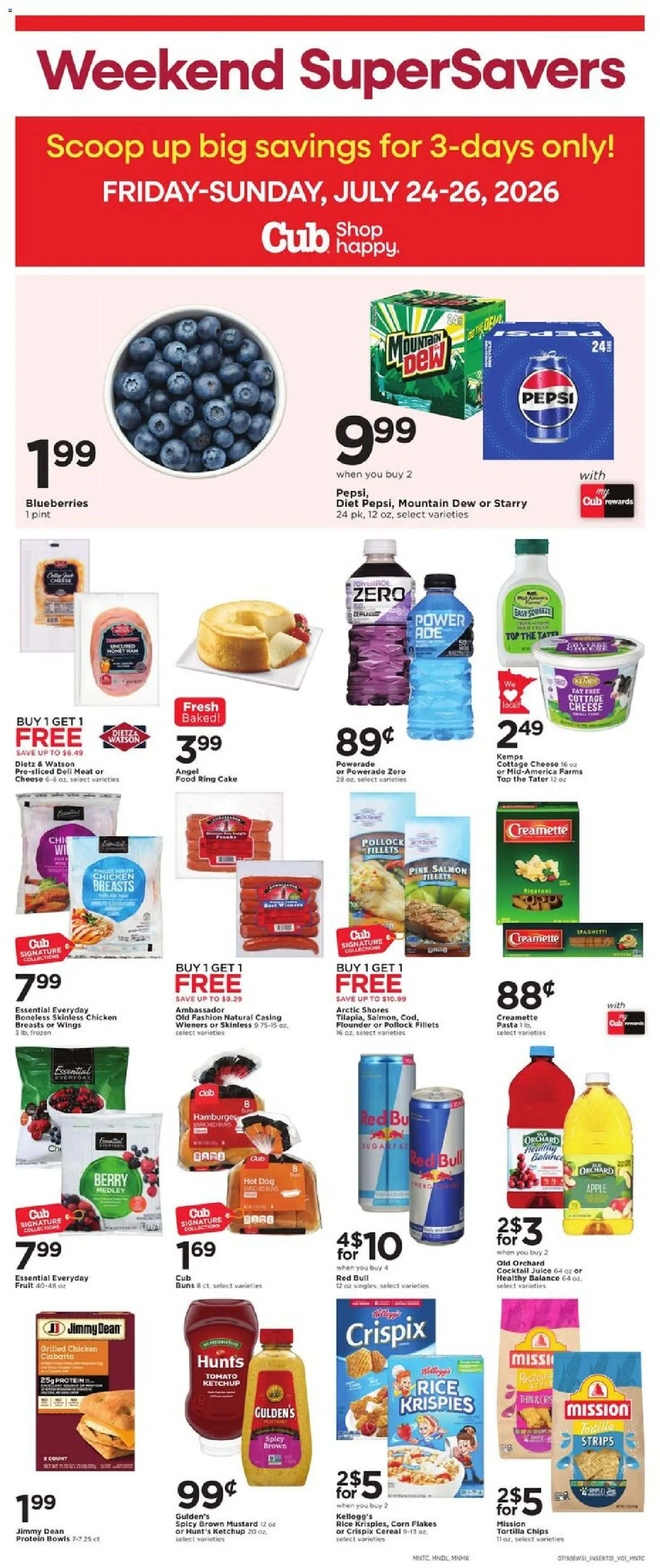 Cub Foods Weekly Ad - valid from 07/19/2026 | Page: 5 | Products: Corn, Cottage cheese, Flakes, Blueberries