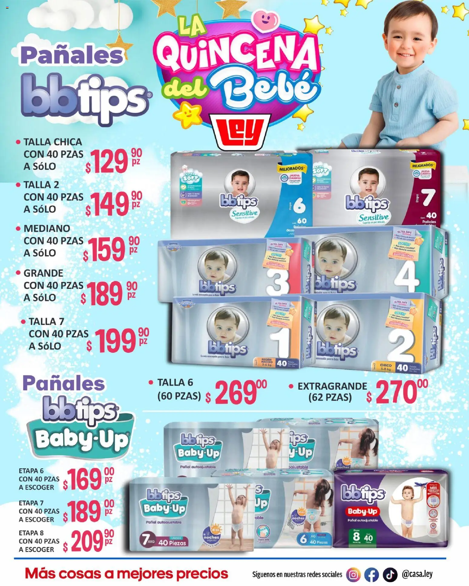 Nuevas ofertas de Casa Ley válidas en toda la República Mexicana desde el 16.05.2026. ¡Encuentra las mejores ofertas en Casa Ley folleto La Quincena del Bebé frontera! | Página: 9 | Productos: Pañales