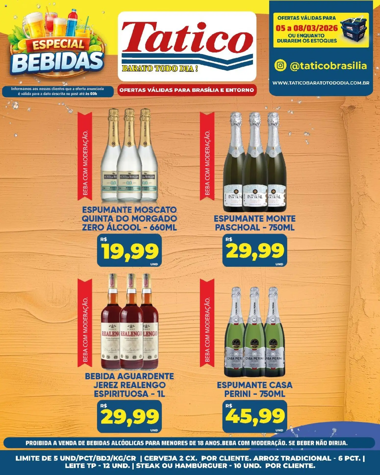 Tatico Folheto - válido de 09.03.2026 | Página: 44 | Produtos: Espumante, Leite, Arroz, Bebida