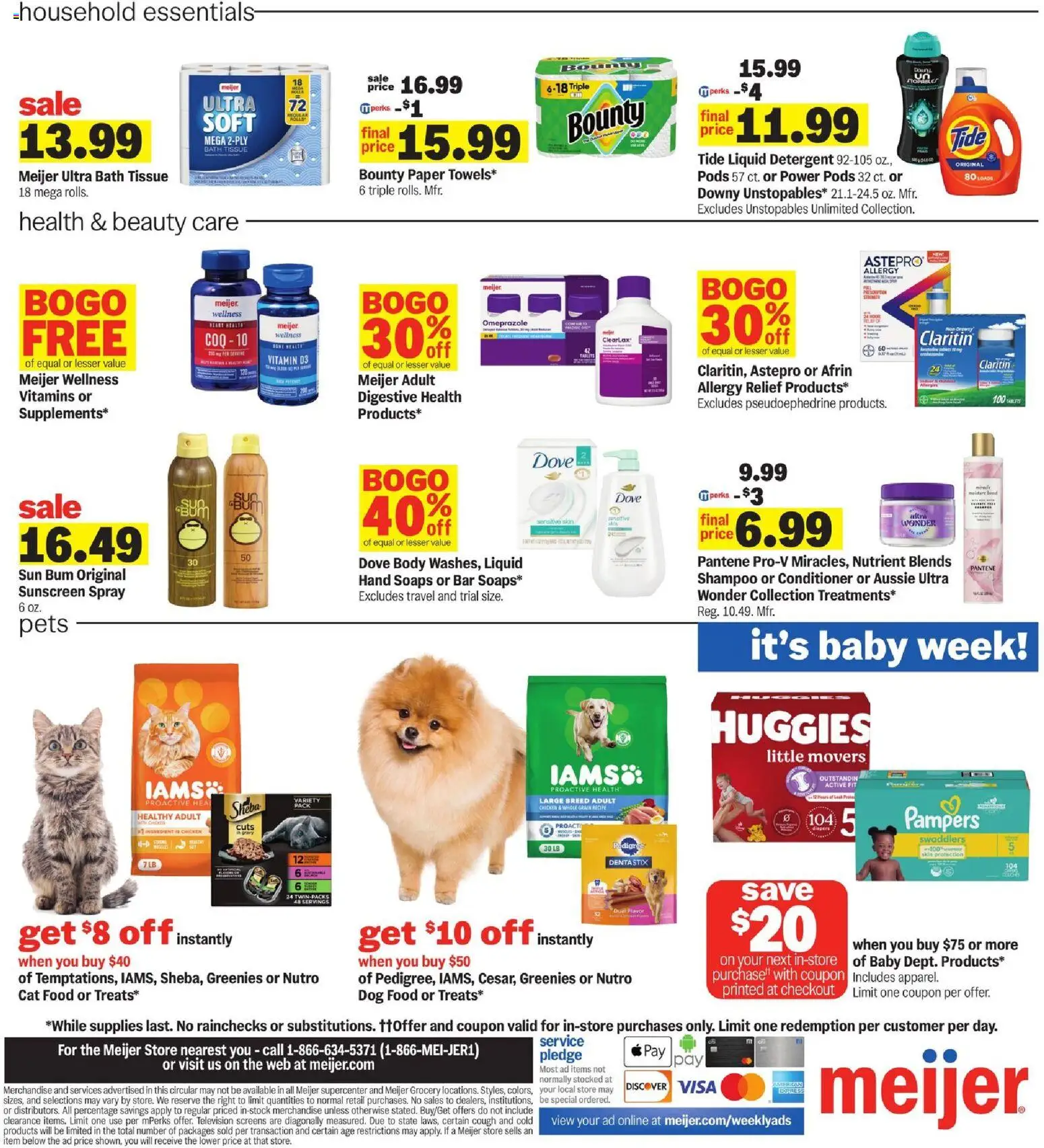 Meijer Weekly Ad - MI - valid from 06.05.2026 | Page: 4 | Products: Bath, Cat Food, Conditioner, Sunscreen