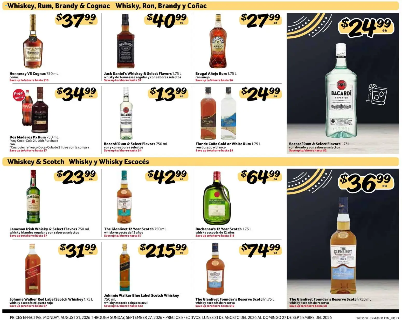 Fresco y Más Alcohol Flyer - valid from 08/31/2026 | Page: 3 | Products: Jack Daniel's, White rum, Bacardi, Cognac