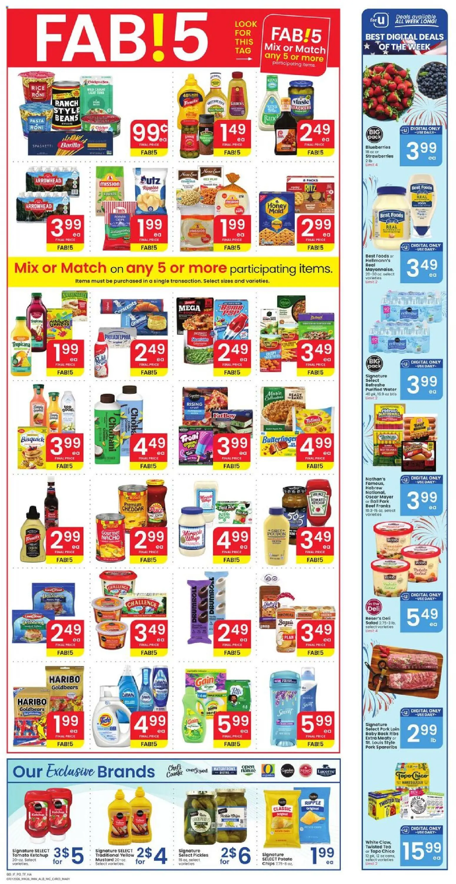 Albertsons Weekly Ad - valid from 07/01/2026 | Page: 4 | Products: Tea, Strawberries, Salad, Blueberries