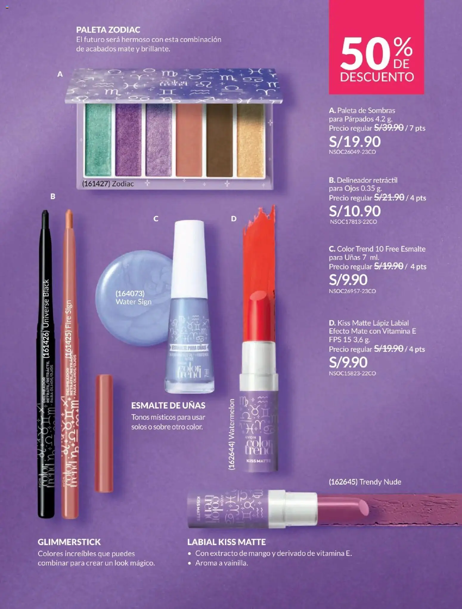 Catálogo Avon válido desde 06.05.2026 | Página: 74 | Productos: Delineador, Lápiz labial, Esmalte de uñas