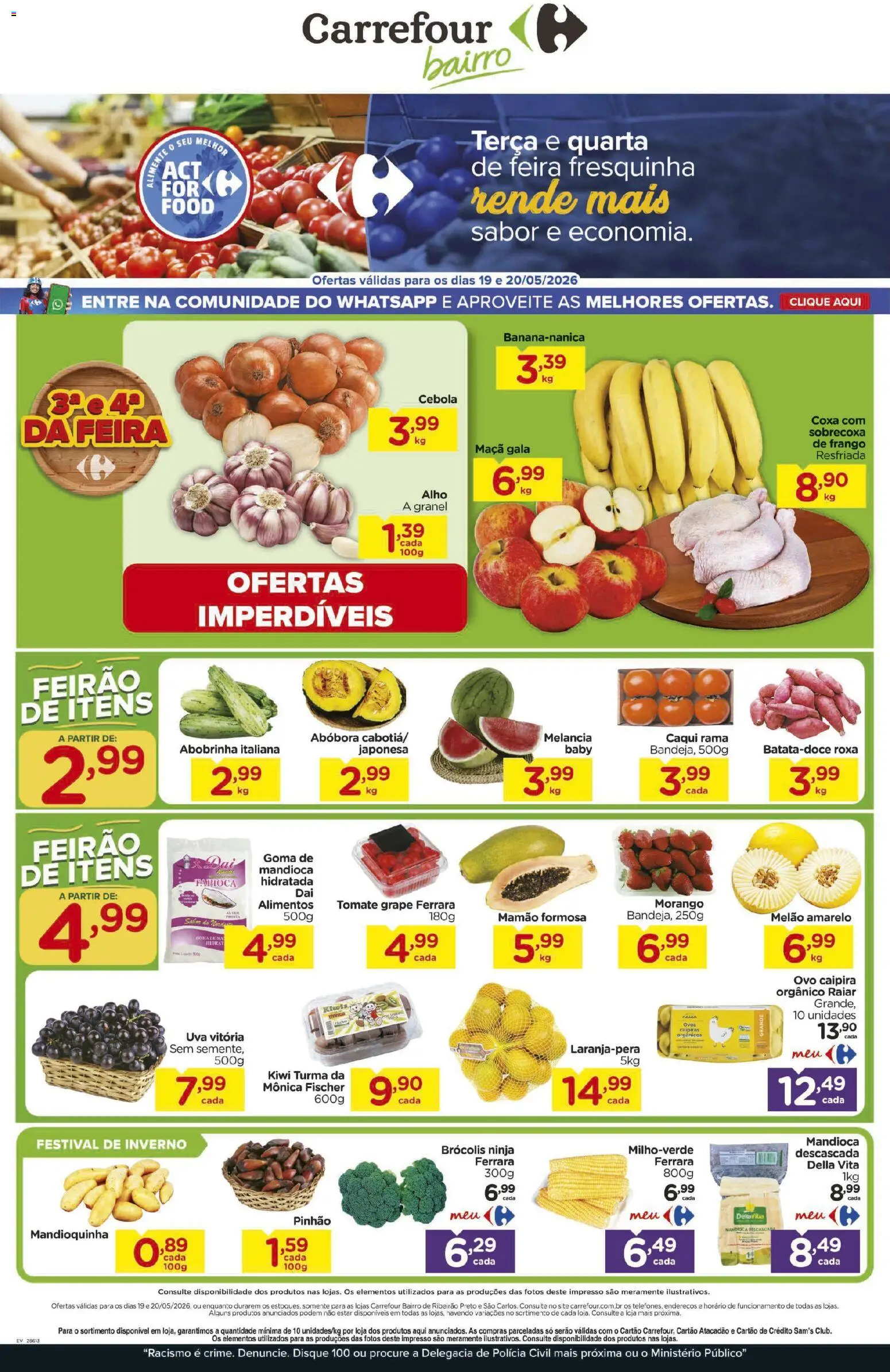 Carrefour Bairro Folheto - válido de 19.05.2026 | Página: 1 | Produtos: Alho, Cebola, Ovos, Kiwi