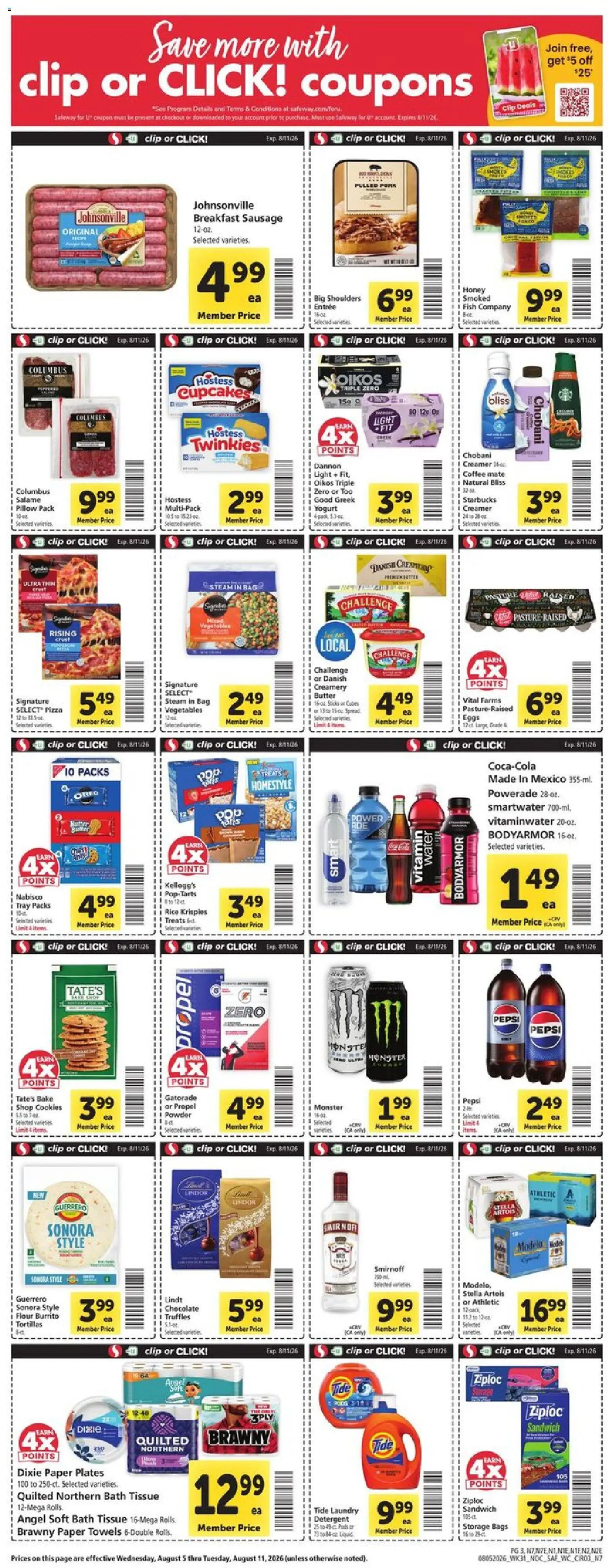 Safeway Weekly Ad - valid from 08/05/2026 | Page: 3 | Products: Bath, Pork, Rice, Bag