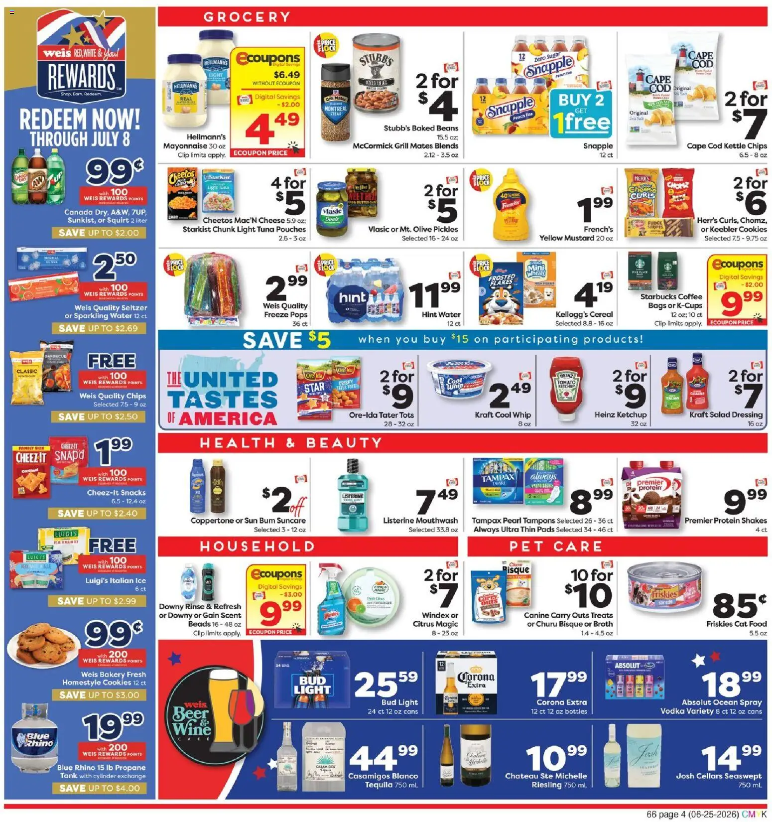 Weis Weekly Circular - NJ - valid from 06/25/2026 | Page: 4 | Products: Clip, Beer, Mayonnaise, Grill