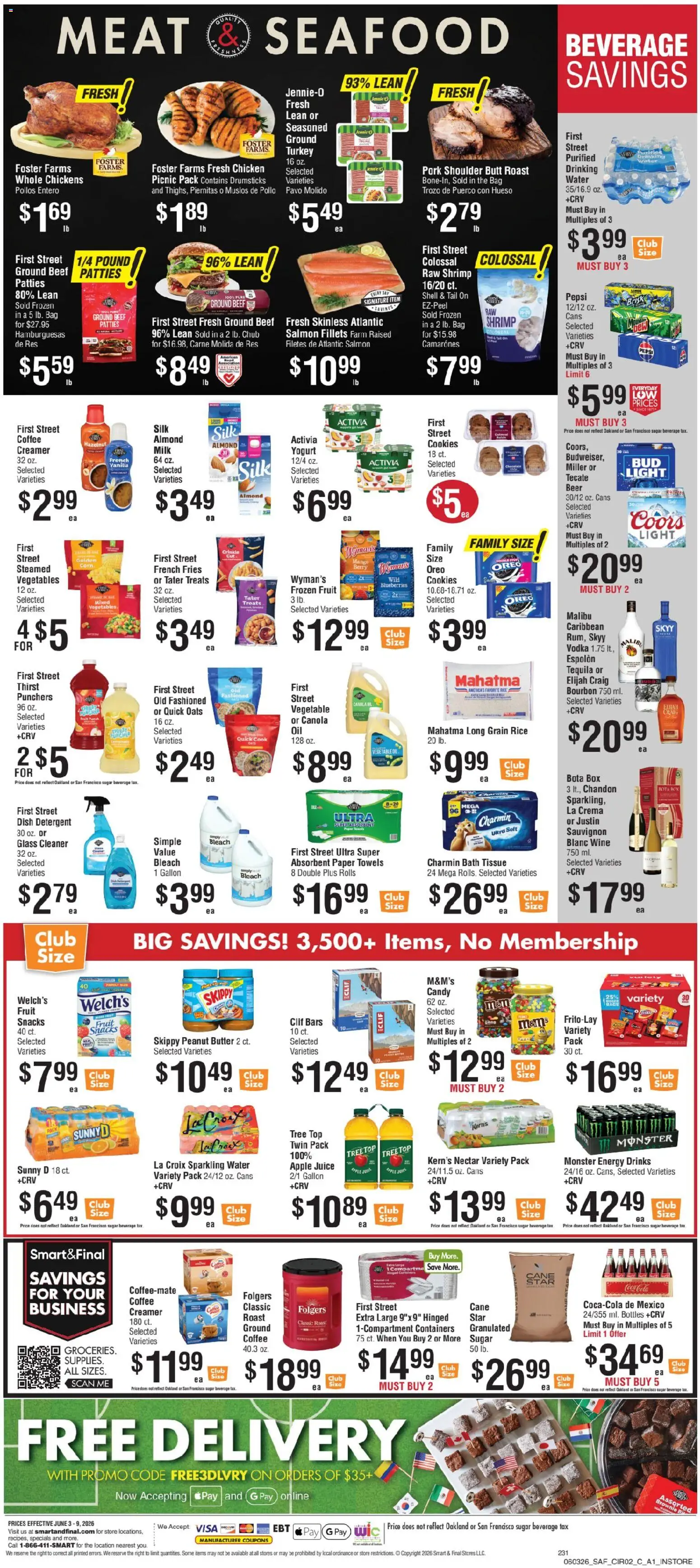 Smart & Final Weekly Ad - valid from 03.06.2026 | Page: 3 | Products: Bath, Butter, Bourbon, Water