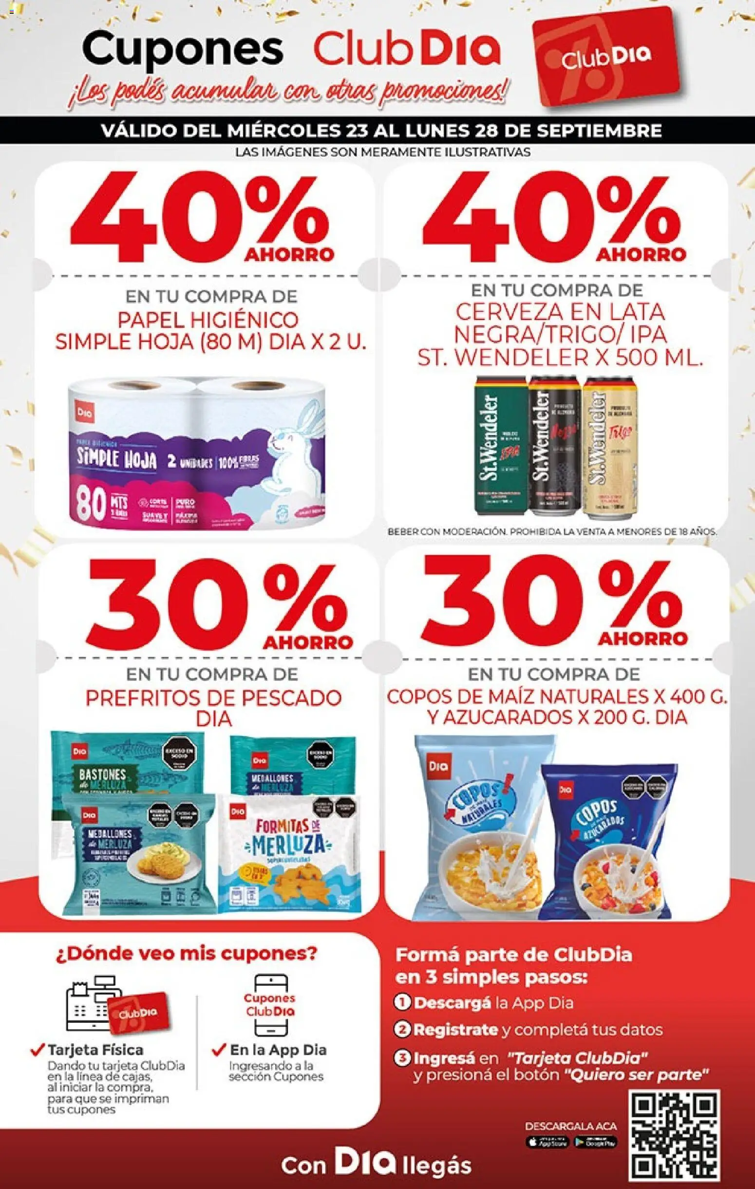 Supermercado DIA Ofertas │ válido desde el 23/09/2026 | Página: 10 | Productos: Copos, Papel higiénico, Pescado, Cerveza