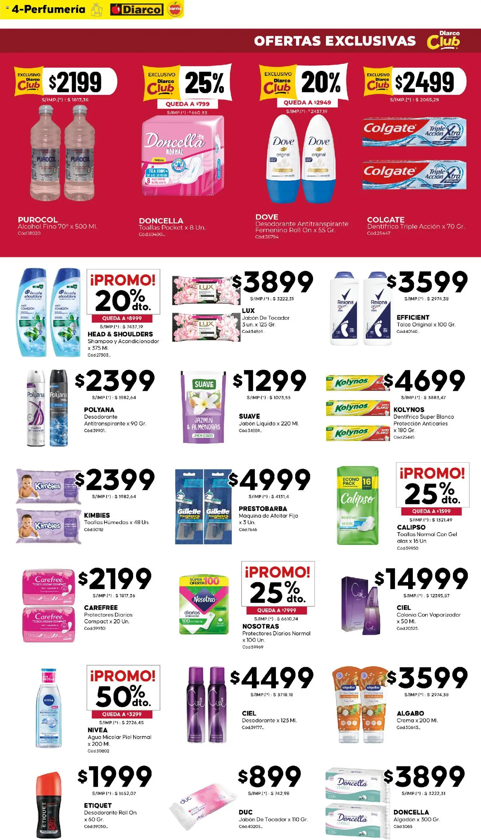 Diarco - Ofertas Diarco Barrio │ válido desde el 20/07/2026 | Página: 4 | Productos: Algodón, Maquina de afeitar, Jabón líquido, Jabón