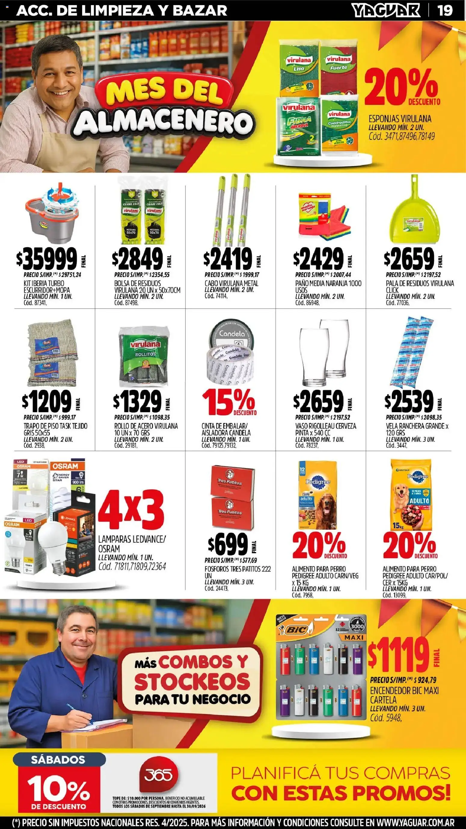 Yaguar - Oferta Semanal Neuquen │ válido desde el 31/08/2026 | Página: 19 | Productos: Trapo de piso, Fósforos, Bolsa, Pala