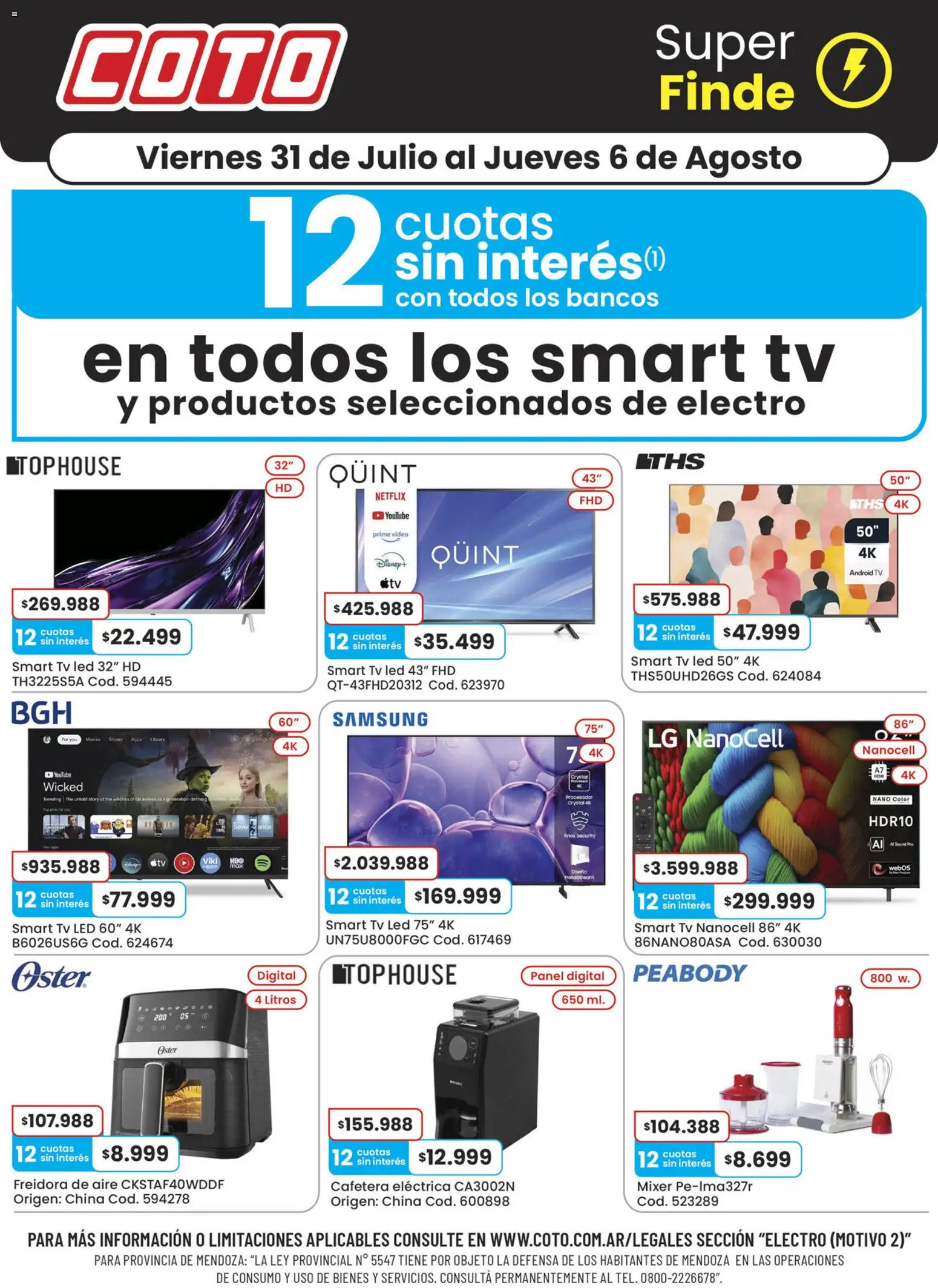 Coto ofertas │ válido desde el 31/07/2026 | Página: 1 | Productos: Video, Cafetera, Freidora, Freidora de aire