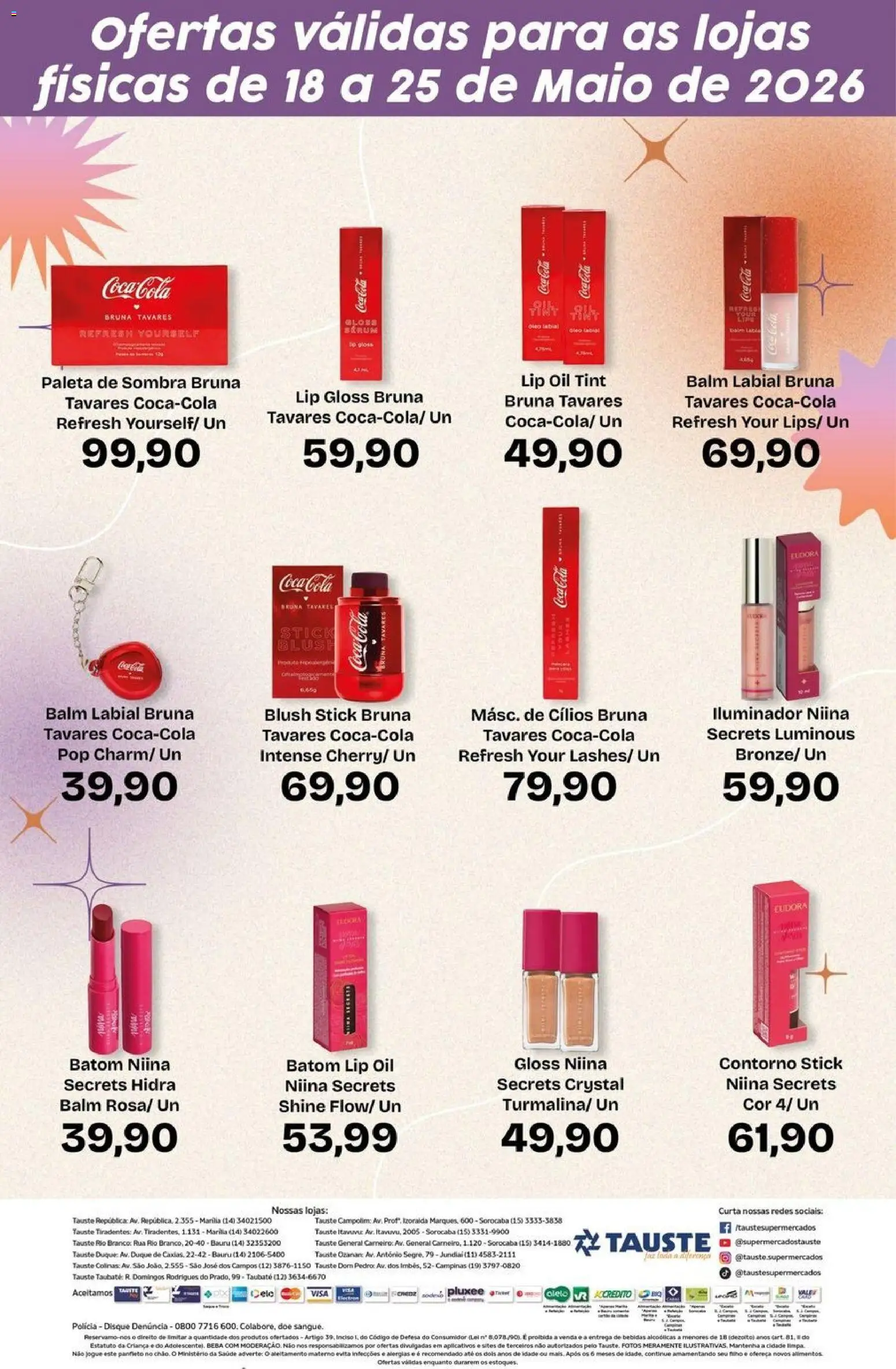 Tauste Folheto - válido de 18.05.2026 | Página: 2 | Produtos: Blush, Batom, Maiô, Óleo
