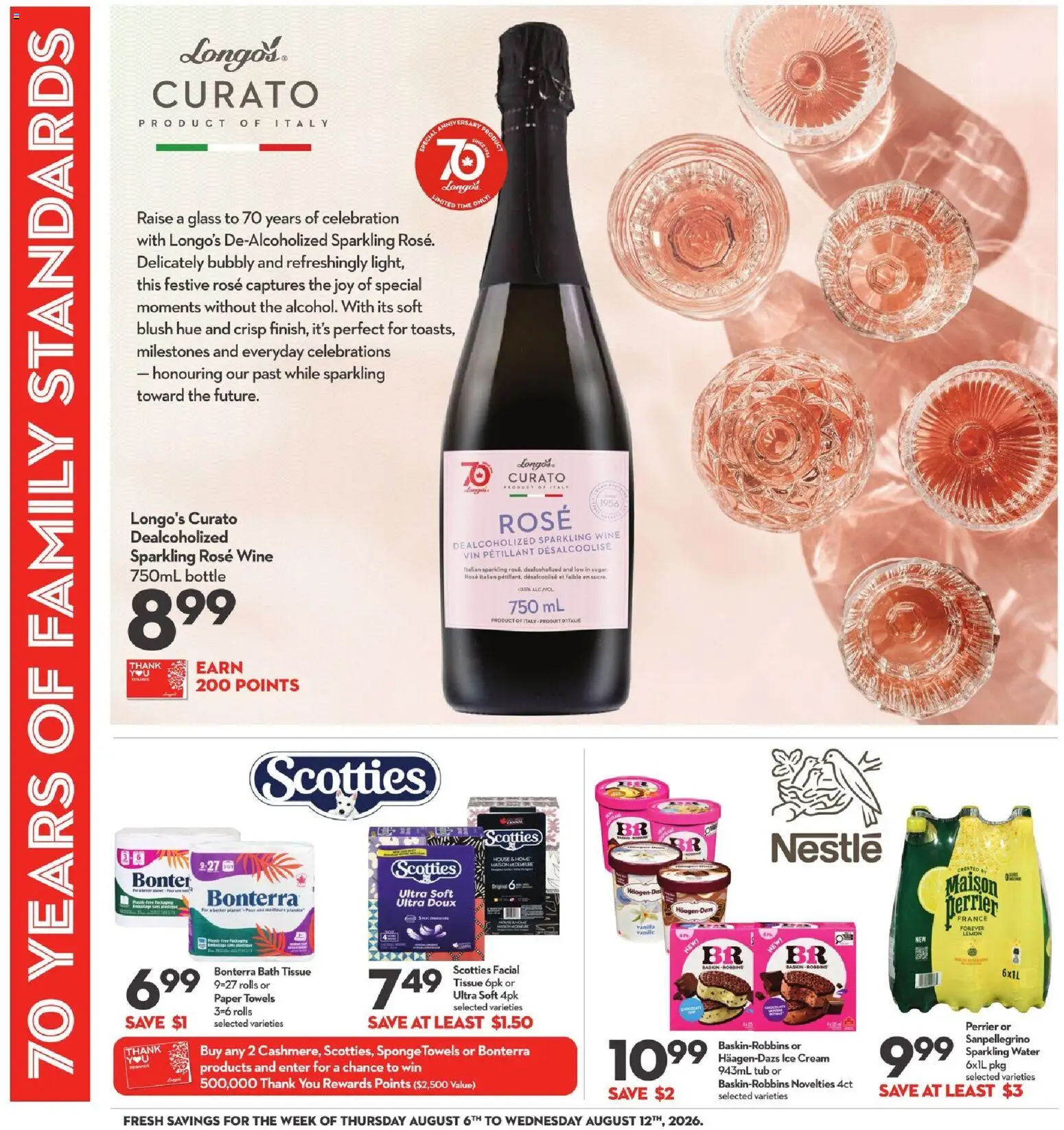 Longo's flyer valid from Aug 6, 2026 | Page: 8 | Products: Cream, Ice cream, Blush, Wine