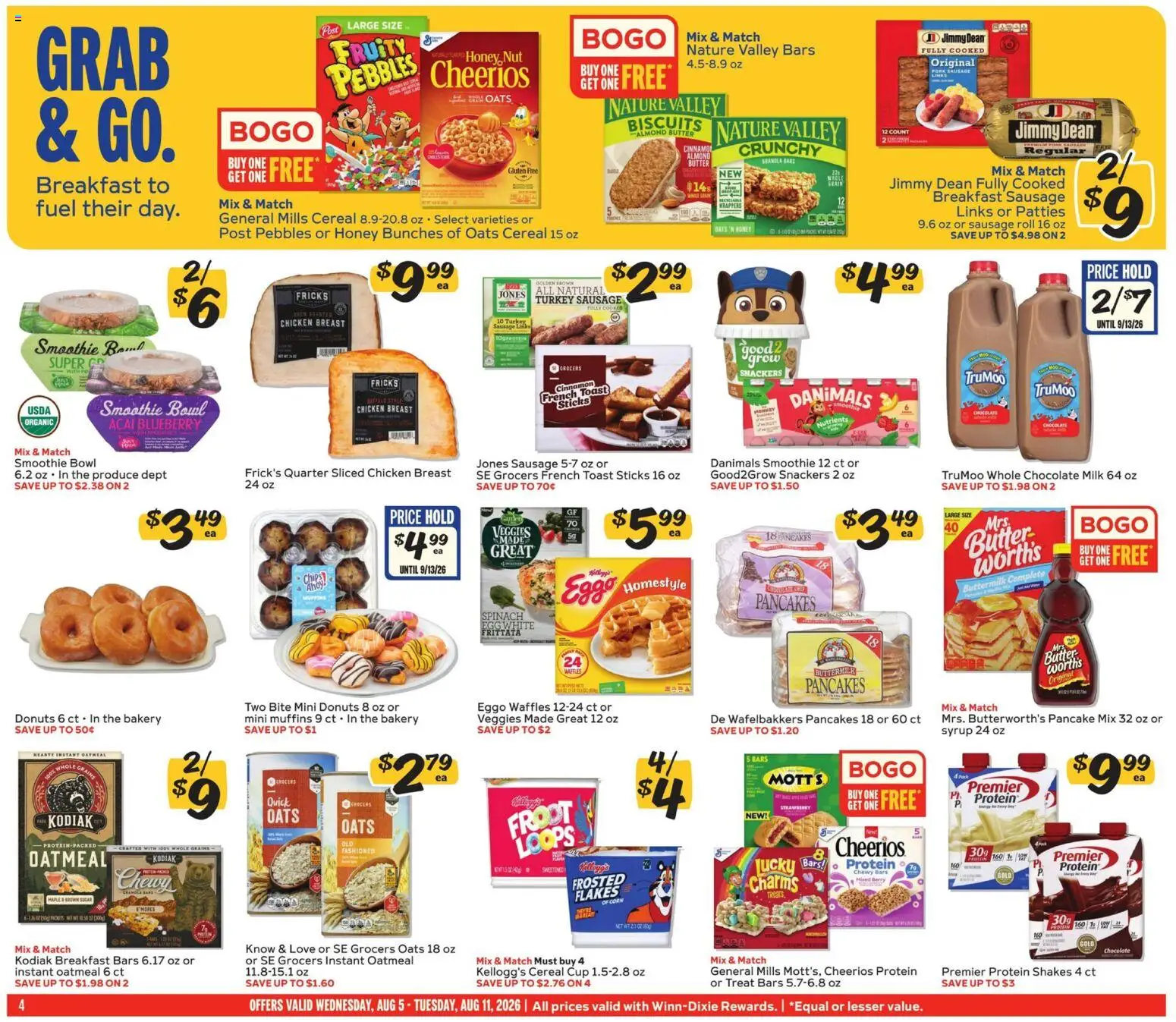 Winn Dixie Weekly Ad - valid from 08/05/2026 | Page: 4 | Products: Corn, Milk, Chips, Sausage