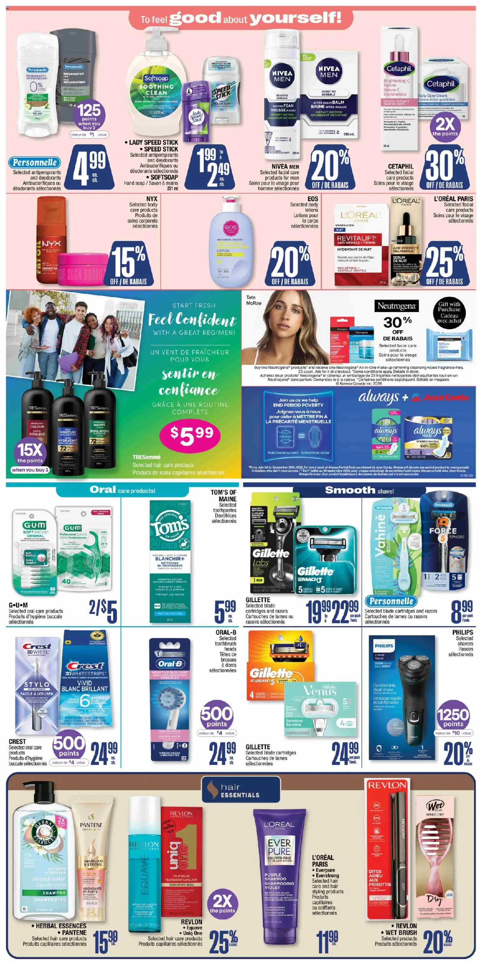 Jean Coutu flyer valid from Aug 13, 2026 | Page: 6 | Products: Shampoo, Shaving foam, Soap, Antiperspirant
