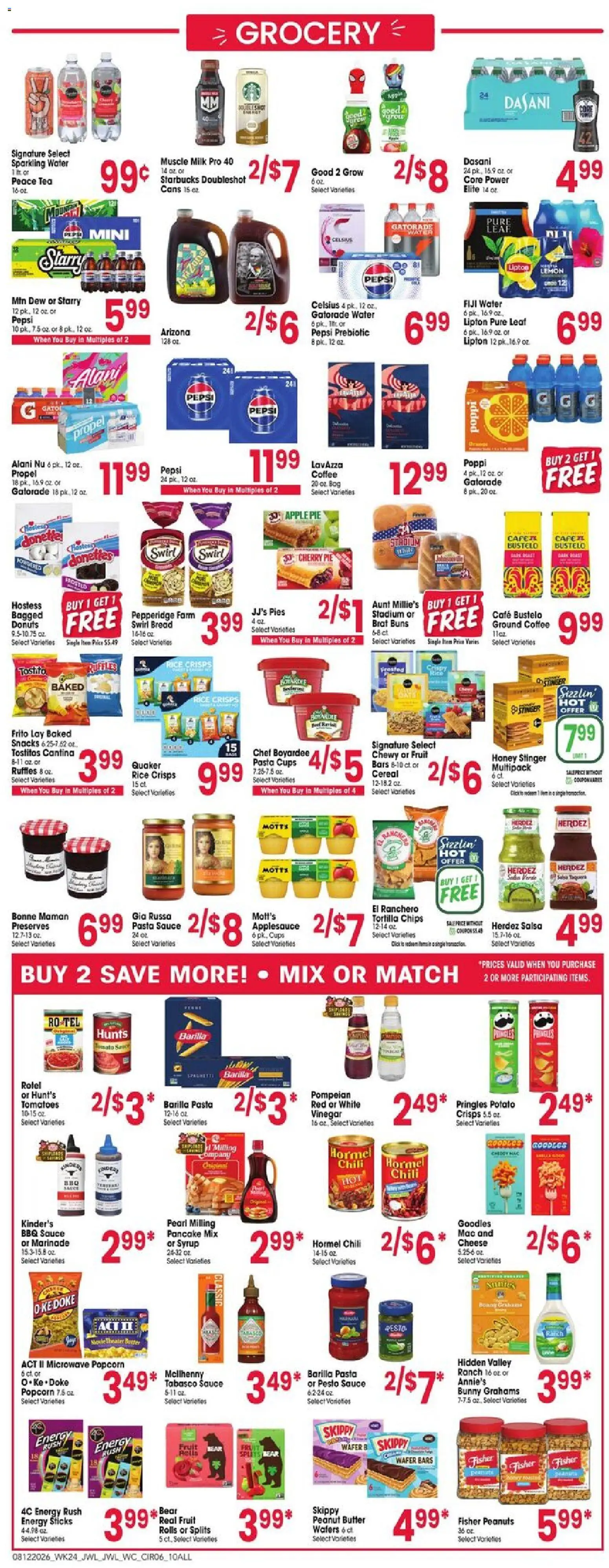 Jewel Osco Weekly Ad - valid from 08/12/2026 | Page: 6 | Products: Milk, Barilla pasta, Barilla, Pepsi