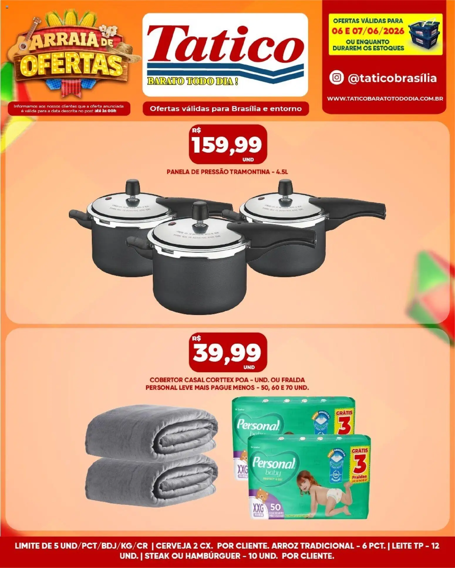 Tatico Folheto - válido de 08.06.2026 | Página: 28 | Produtos: Cobertor, Panela de pressão, Cerveja, Arroz