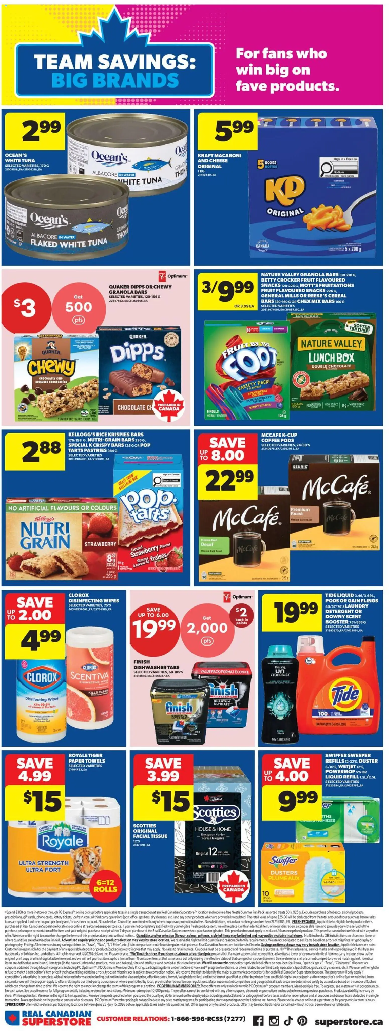 Real Canadian Superstore flyer valid from Jul 9, 2026 | Page: 14 | Products: Rice, Detergent, Cheese, Coffee
