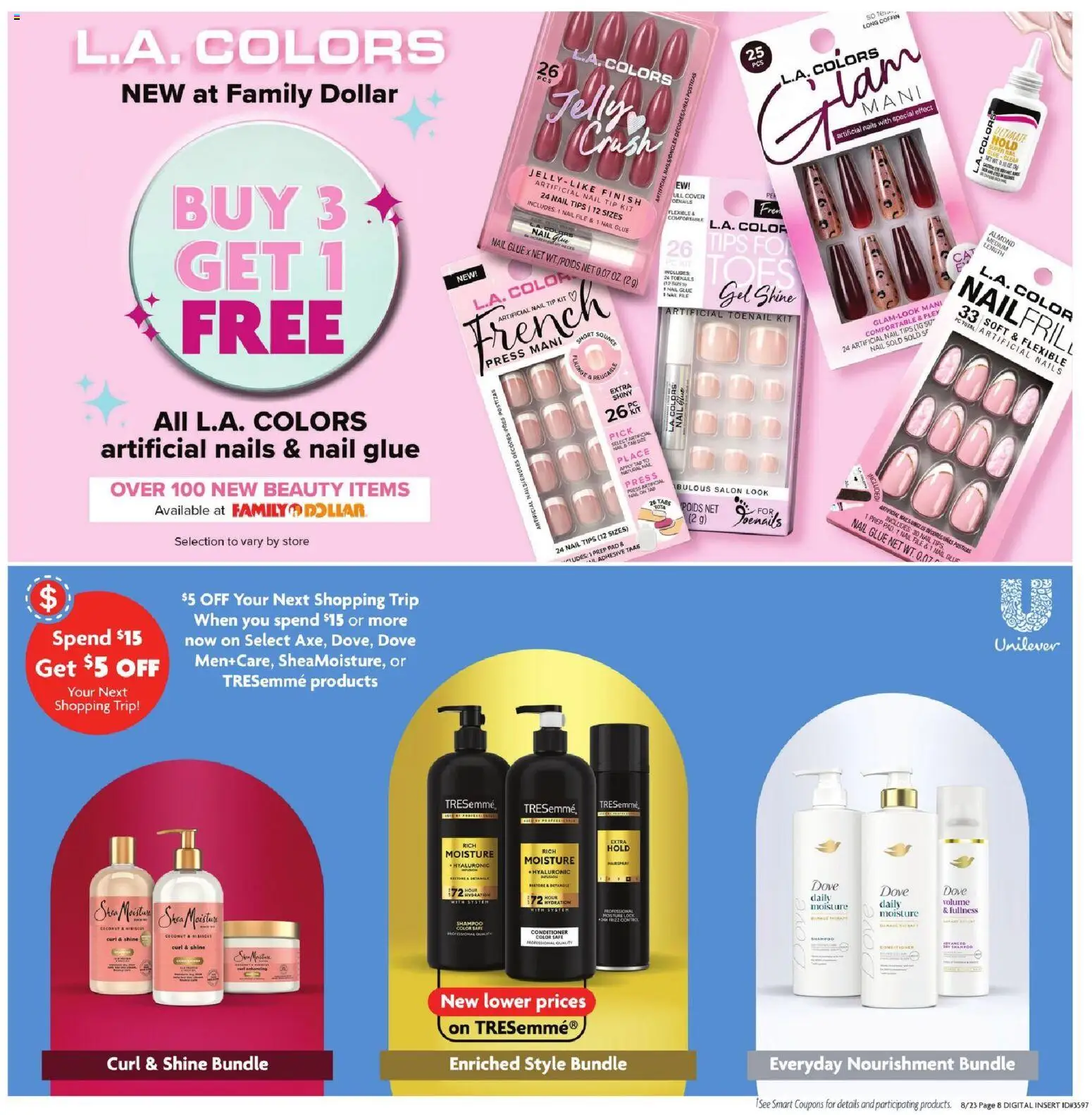 Family Dollar Weekly Ad - valid from 08/23/2026 | Page: 14 | Products: Adhesive, Safe, Nail, Shampoo