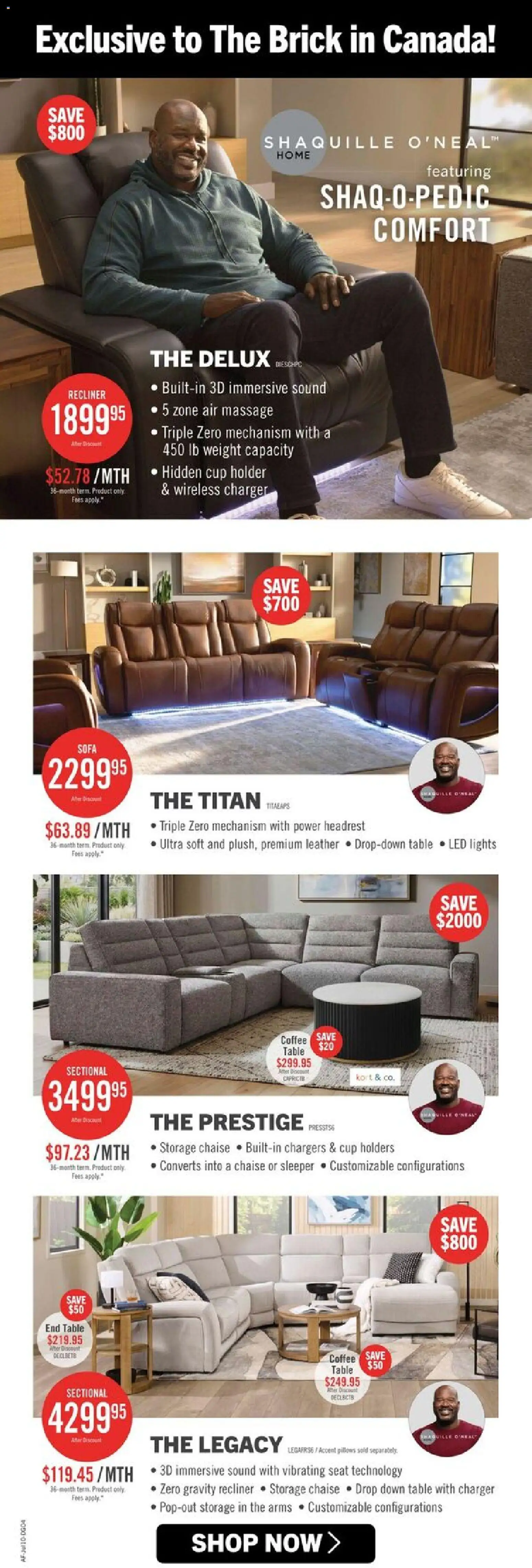 The Brick flyer valid from Jul 9, 2026 | Page: 8 | Products: Sofa, Coffee table, Table, Coffee