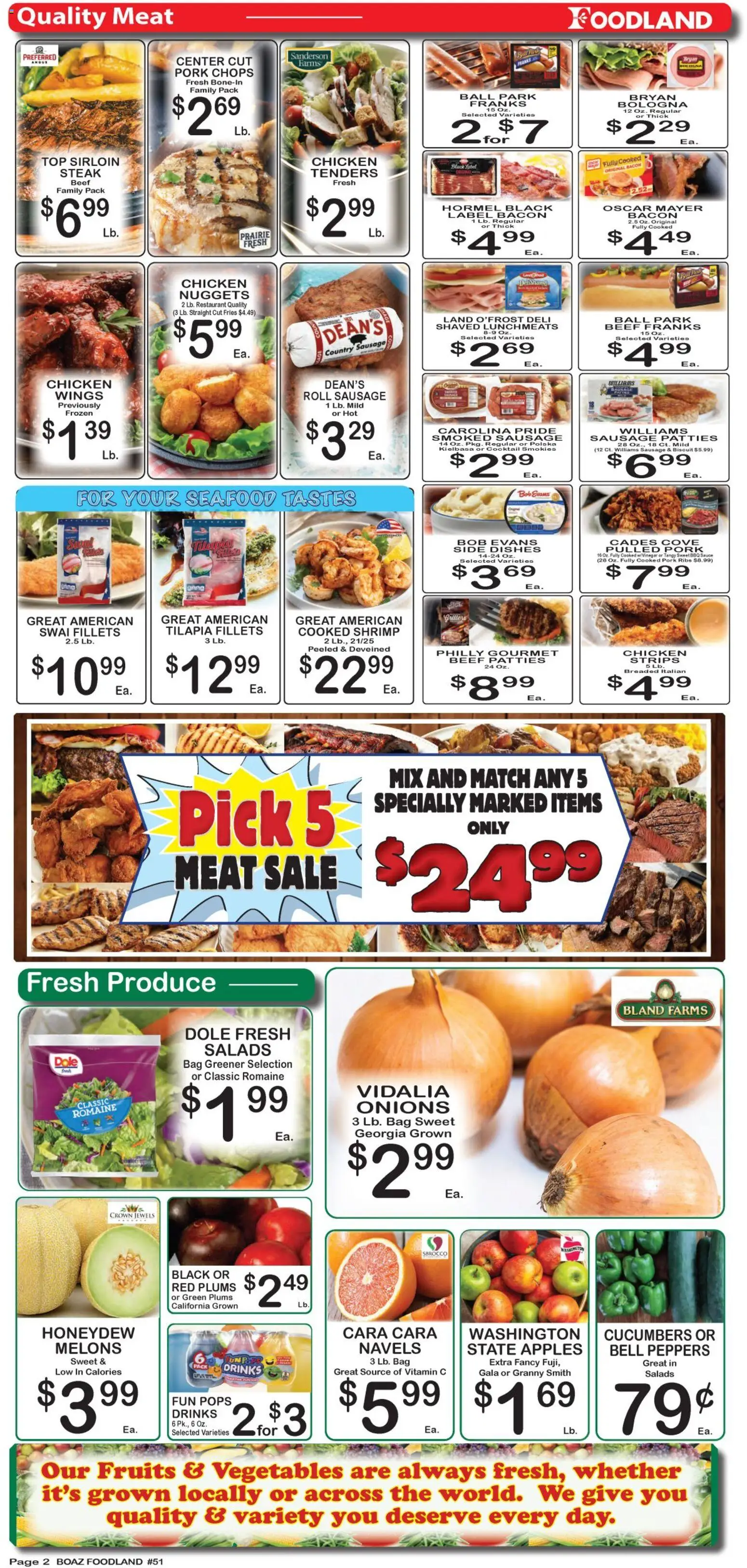 Foodland Weekly Ad - valid from 08/25/2026 | Page: 2 | Products: Romaine, Bacon, Seafood, Bag