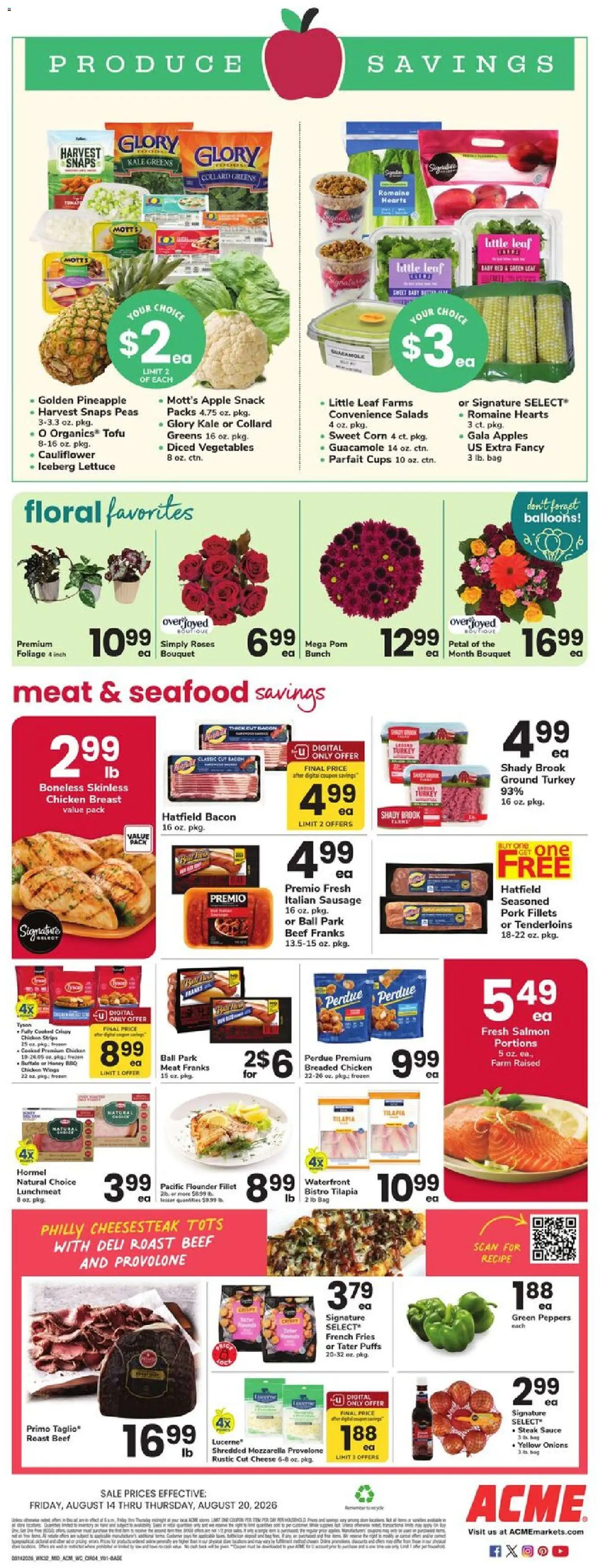 Acme Weekly Ad - valid from 08/14/2026 | Page: 4 | Products: Romaine, Chicken wings, Beef, Bag