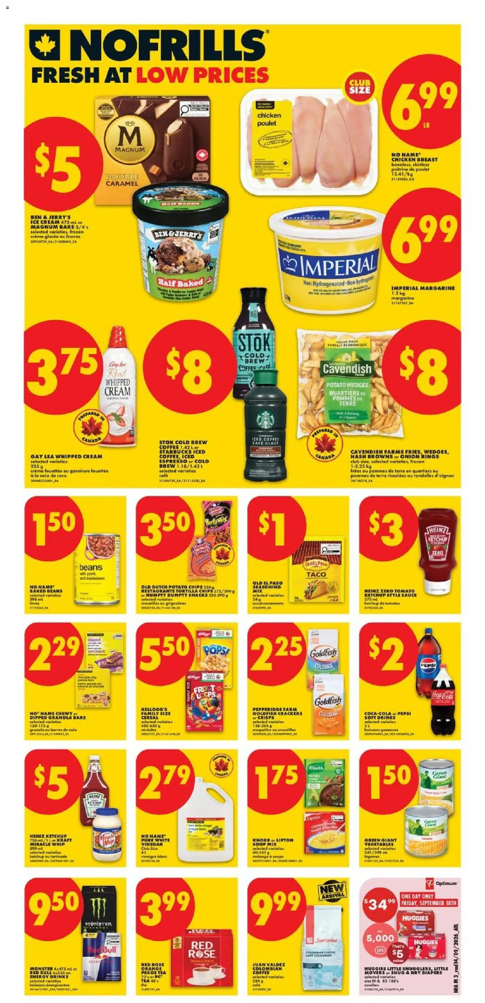 No Frills flyer valid from Sep 17, 2026 | Page: 4 | Products: Whipped cream, PC, Pepsi, Crisps