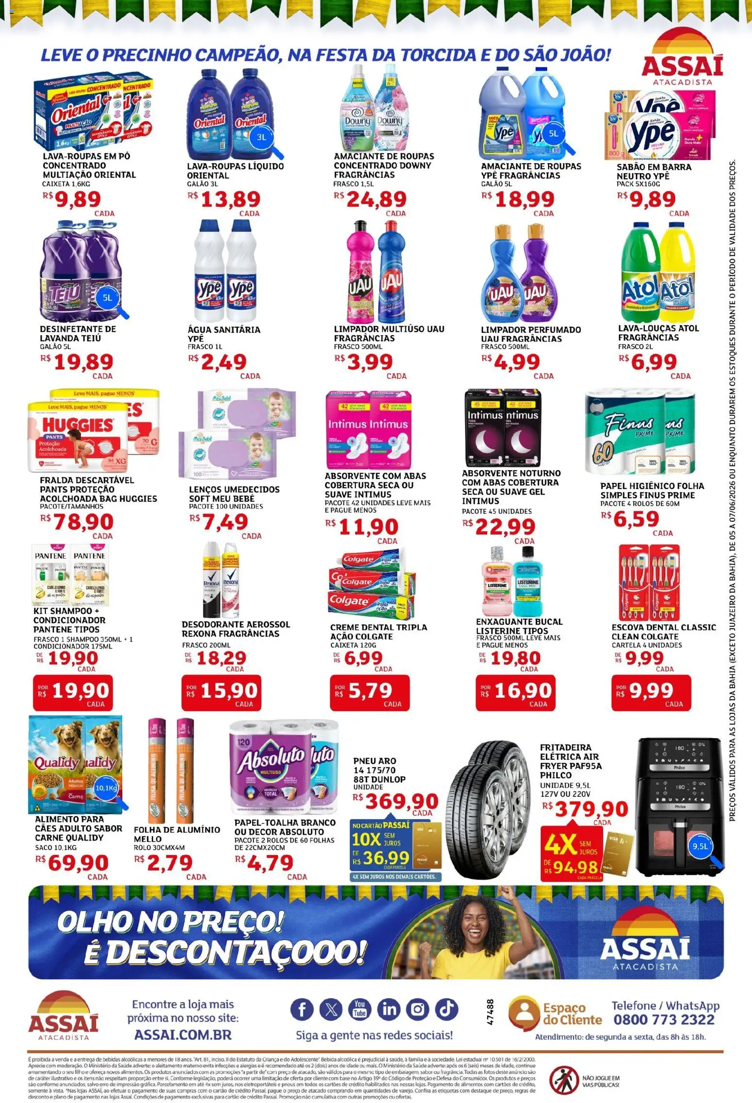Assaí Atacadista Folheto - válido de 04.06.2026 | Página: 4 | Produtos: Pneu, Desodorante, Amaciante de roupas, Absorvente