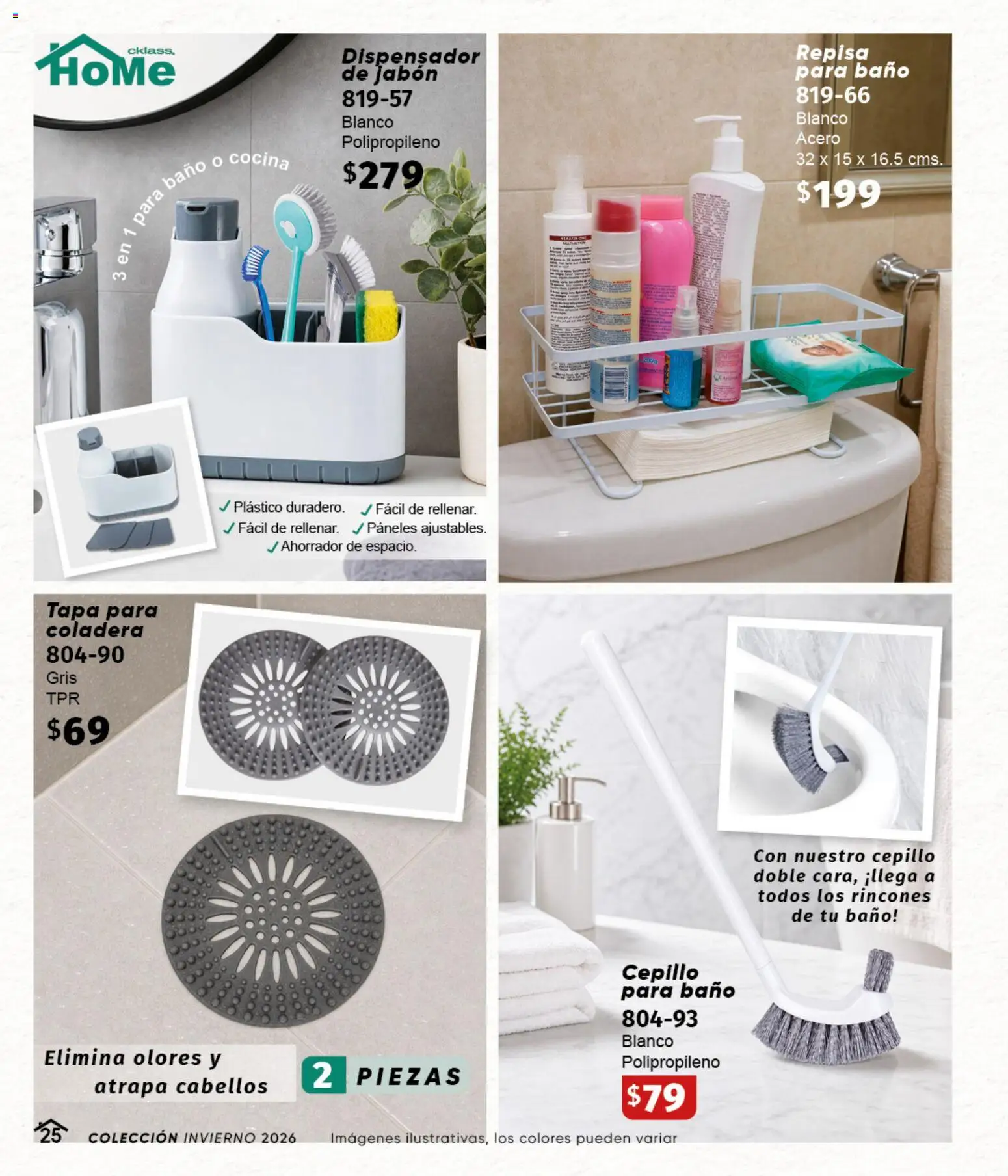 Nuevas ofertas de Cklass válidas en toda la República Mexicana desde el 11/09/2026. ¡Encuentra las mejores ofertas en Cklass catálogo Home Invierno! | Página: 26 | Productos: Repisa, Cocina, Baño, Jabón