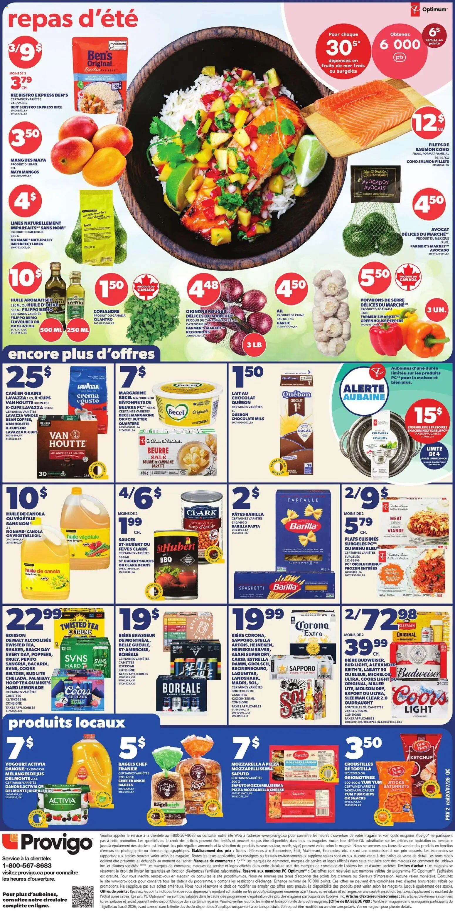 Provigo flyer valid from Jul 23, 2026 | Page: 2 | Products: Rice, Pasta, Margarine, Vegetable oil