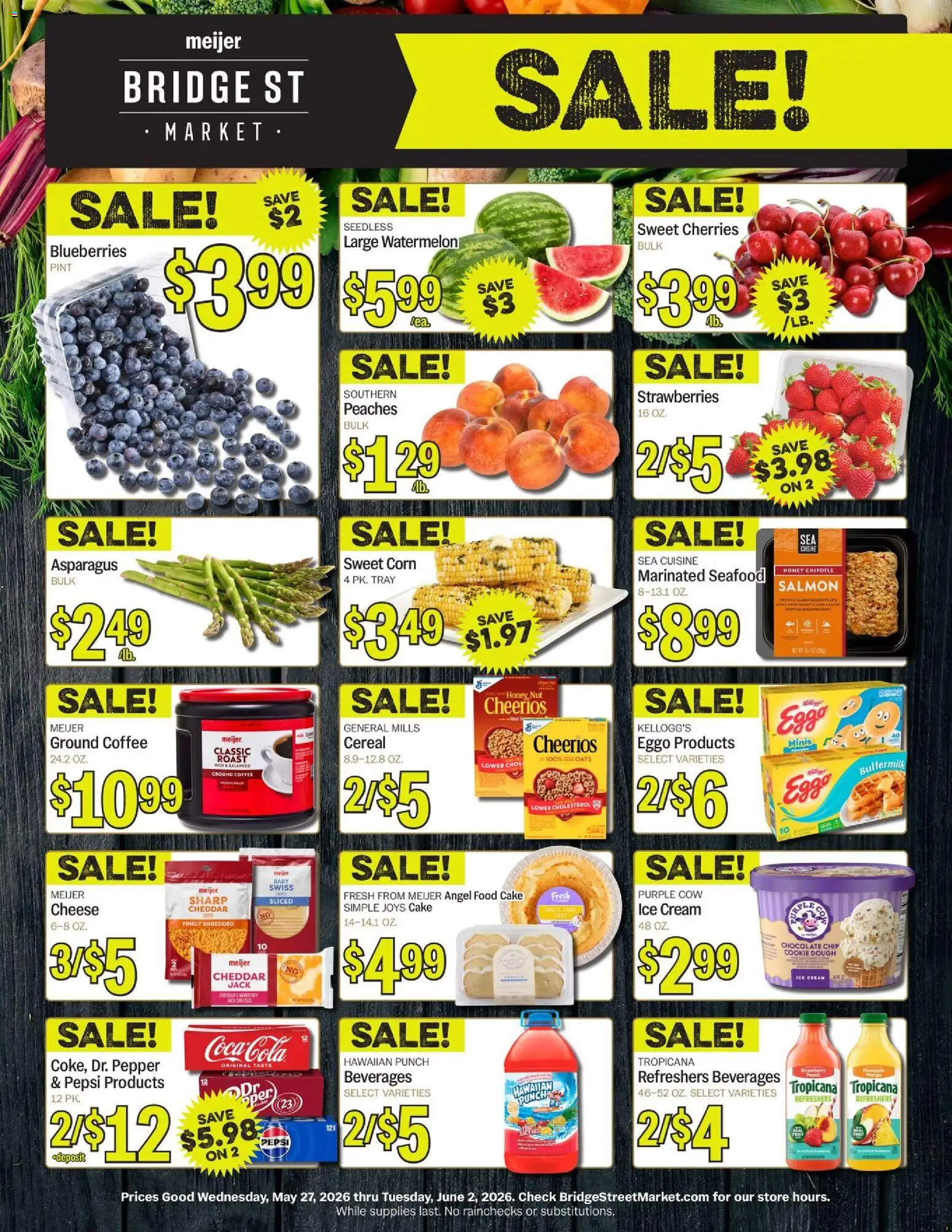 Meijer Bridge Street Market - valid from 27.05.2026 | Page: 1 | Products: Corn, Cream, Ice cream, Seafood