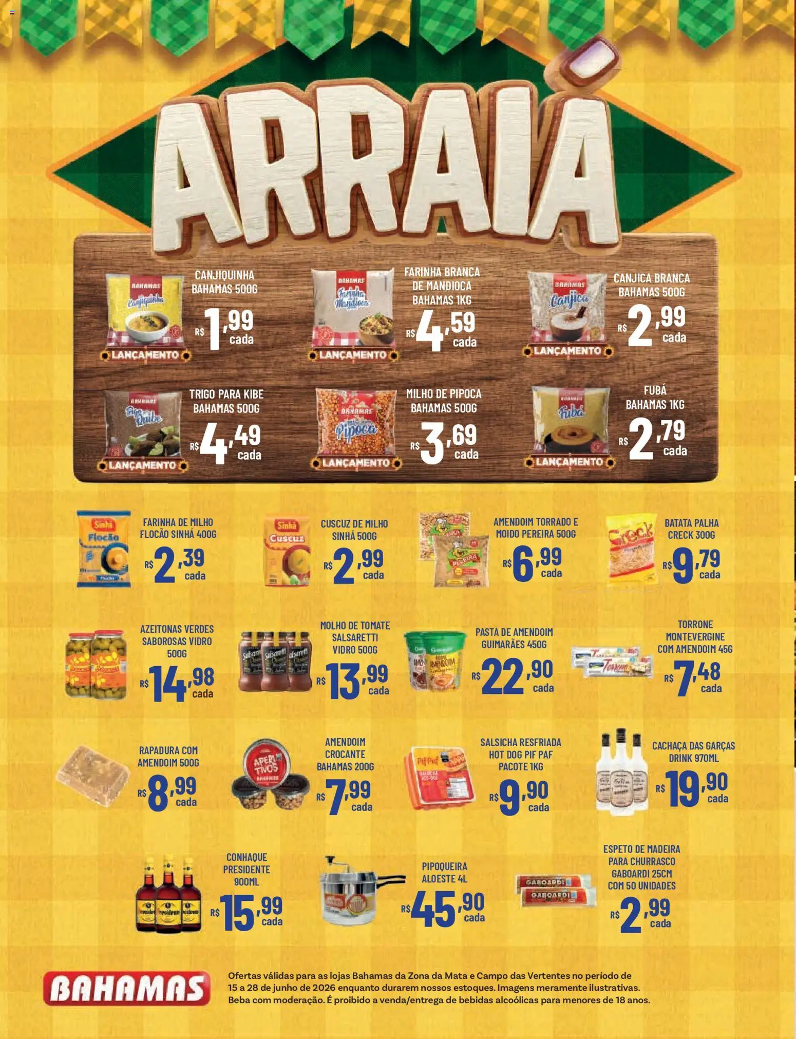 Bahamas Supermercados Folheto - válido de 15.06.2026 | Página: 4 | Produtos: Azeitonas, Molho de tomate, Pipoqueira, Batata