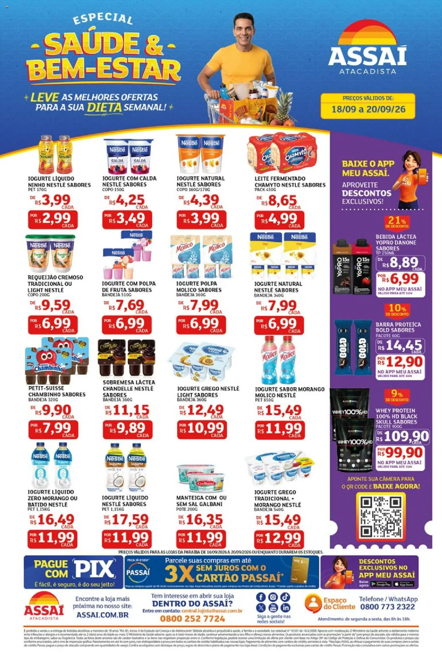 Assaí Atacadista Folheto - válido de 18/09/2026 | Página: 1 | Produtos: Leite, Bebida, Sal, Câmera