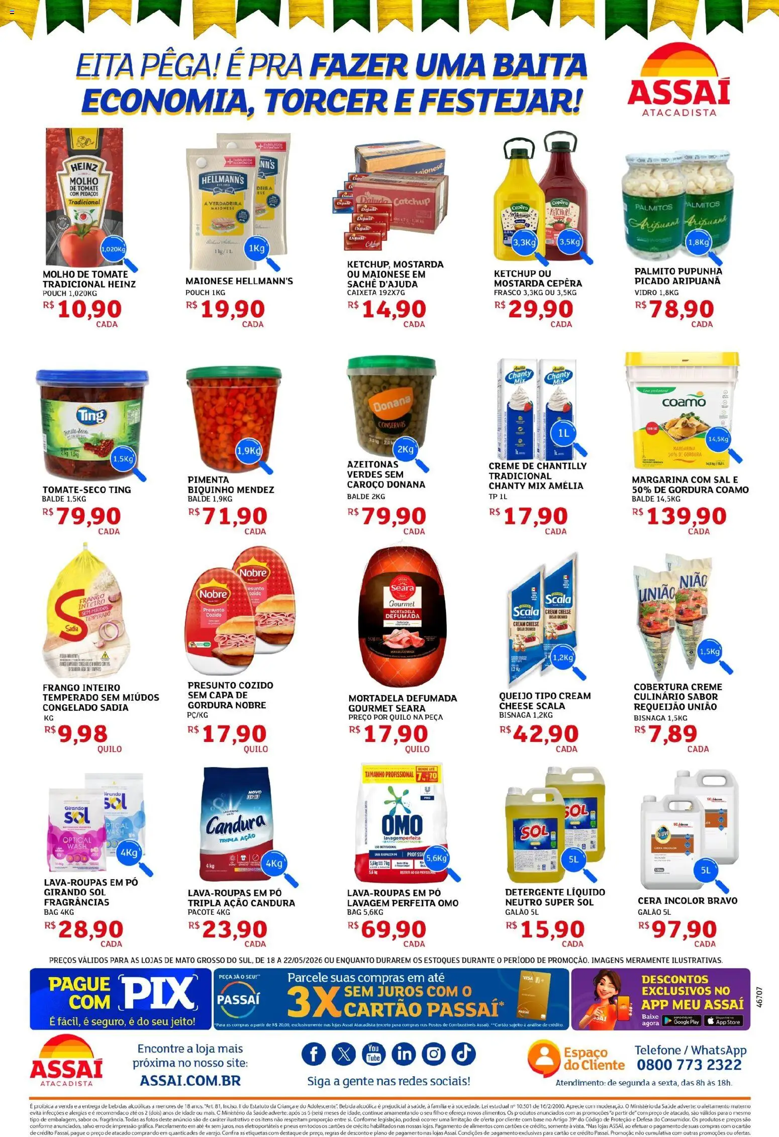 Assaí Atacadista Folheto - válido de 18.05.2026 | Página: 3 | Produtos: Azeitonas, Queijo, Sal, Frango
