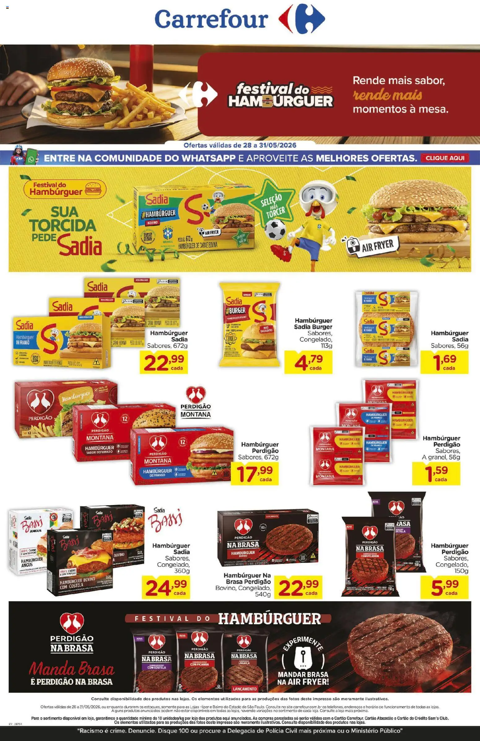 Carrefour Folheto - válido de 28.05.2026 | Página: 1 | Produtos: Air fryer, Linguiça, Picanha, Hambúrguer