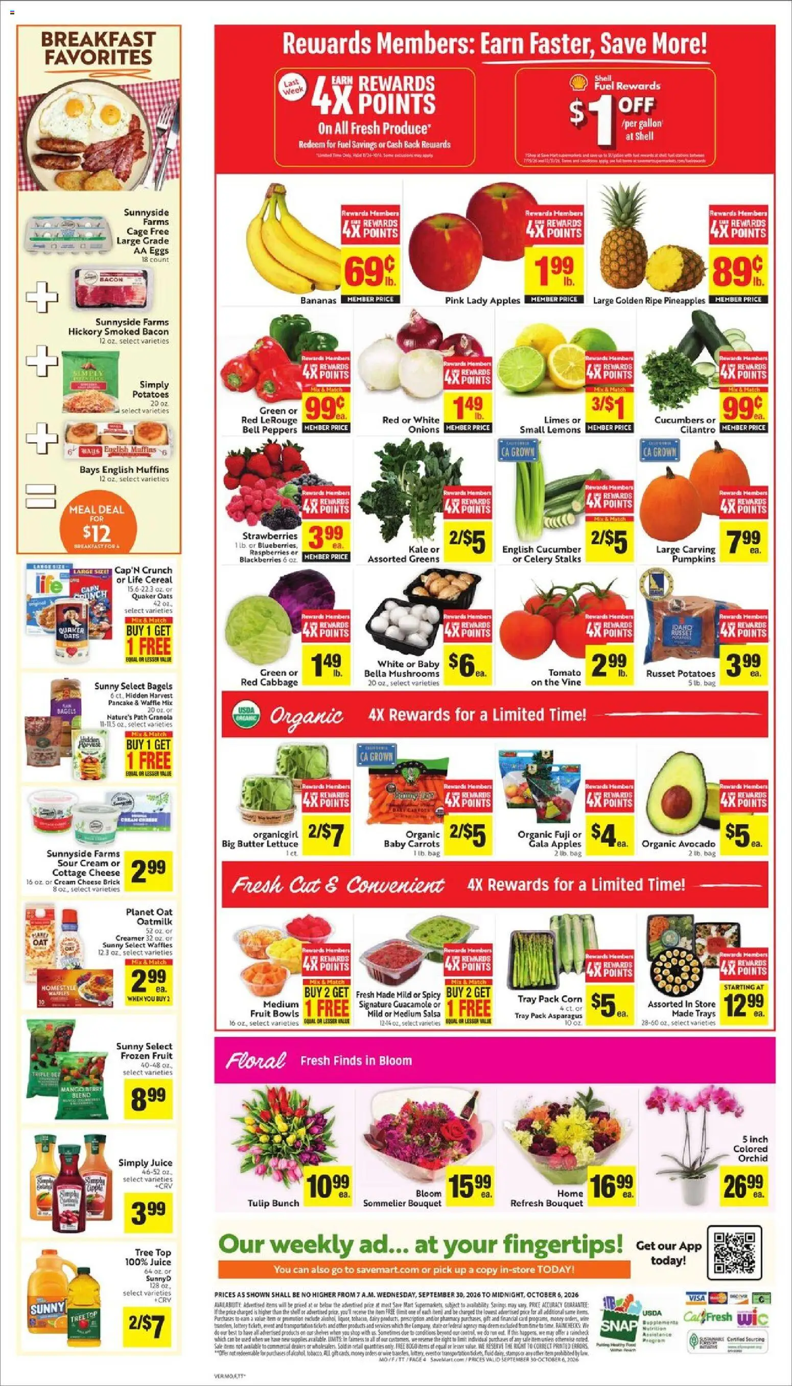 Save Mart Weekly Ad - valid from 09/30/2026 | Page: 4 | Products: Juice, Strawberries, Fruit, Celery