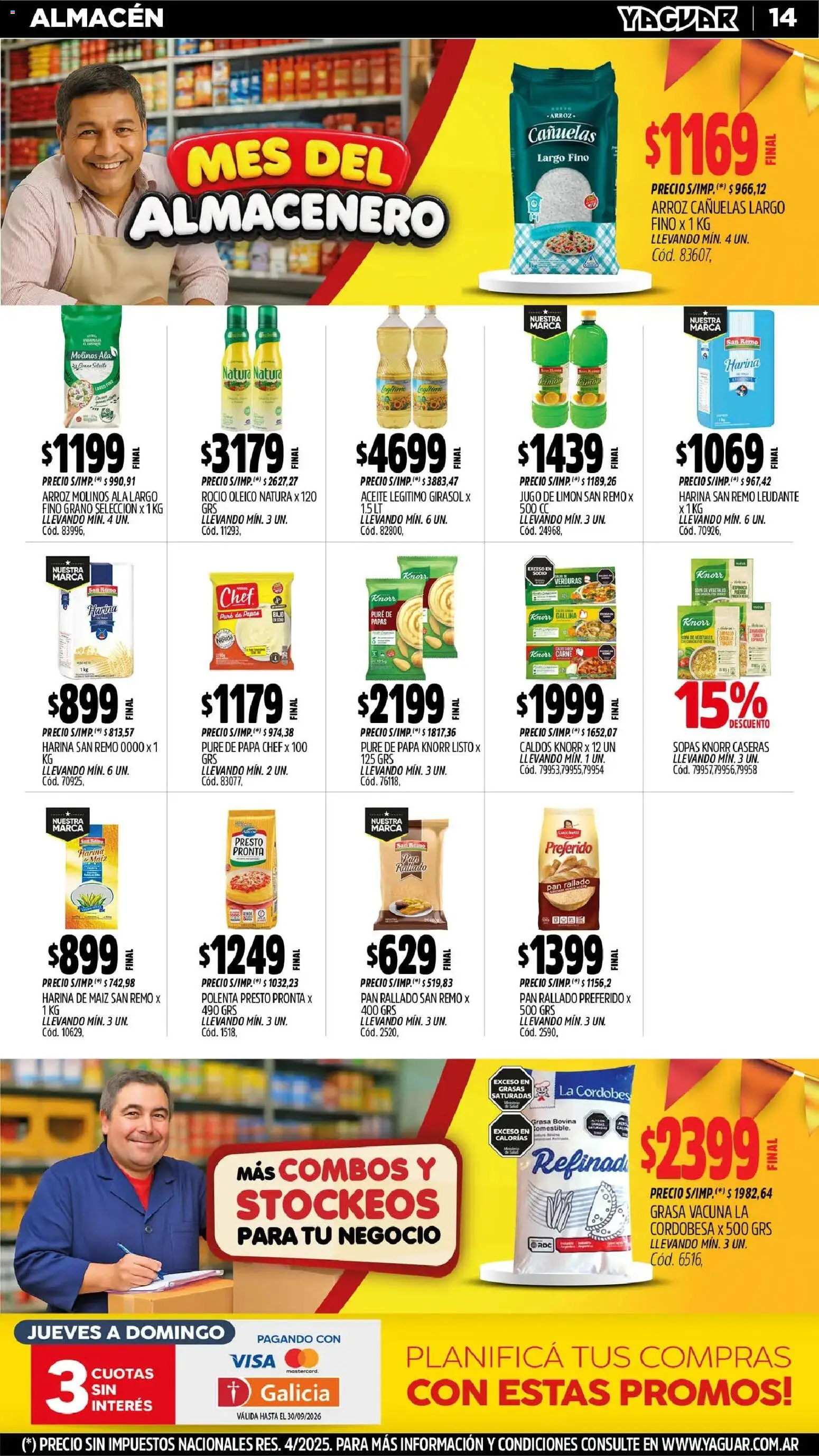 Yaguar catálogo │ válido desde el 31/08/2026 | Página: 14 | Productos: Jugo de limón, Aceite, Maiz, Papas