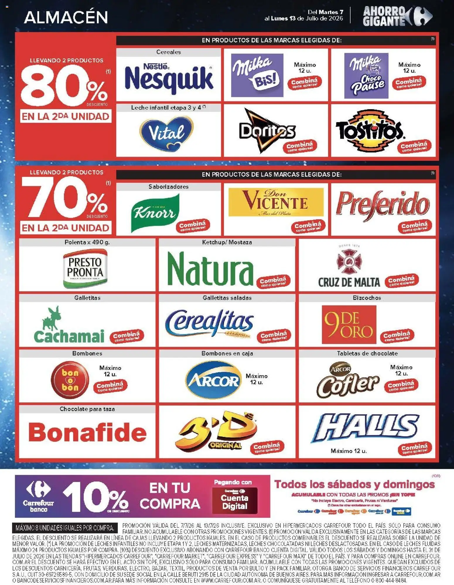 Carrefour - AHORRO AA │ válido desde el 07/07/2026 | Página: 7 | Productos: Sobre, Bombones, Cereales, Bizcochos