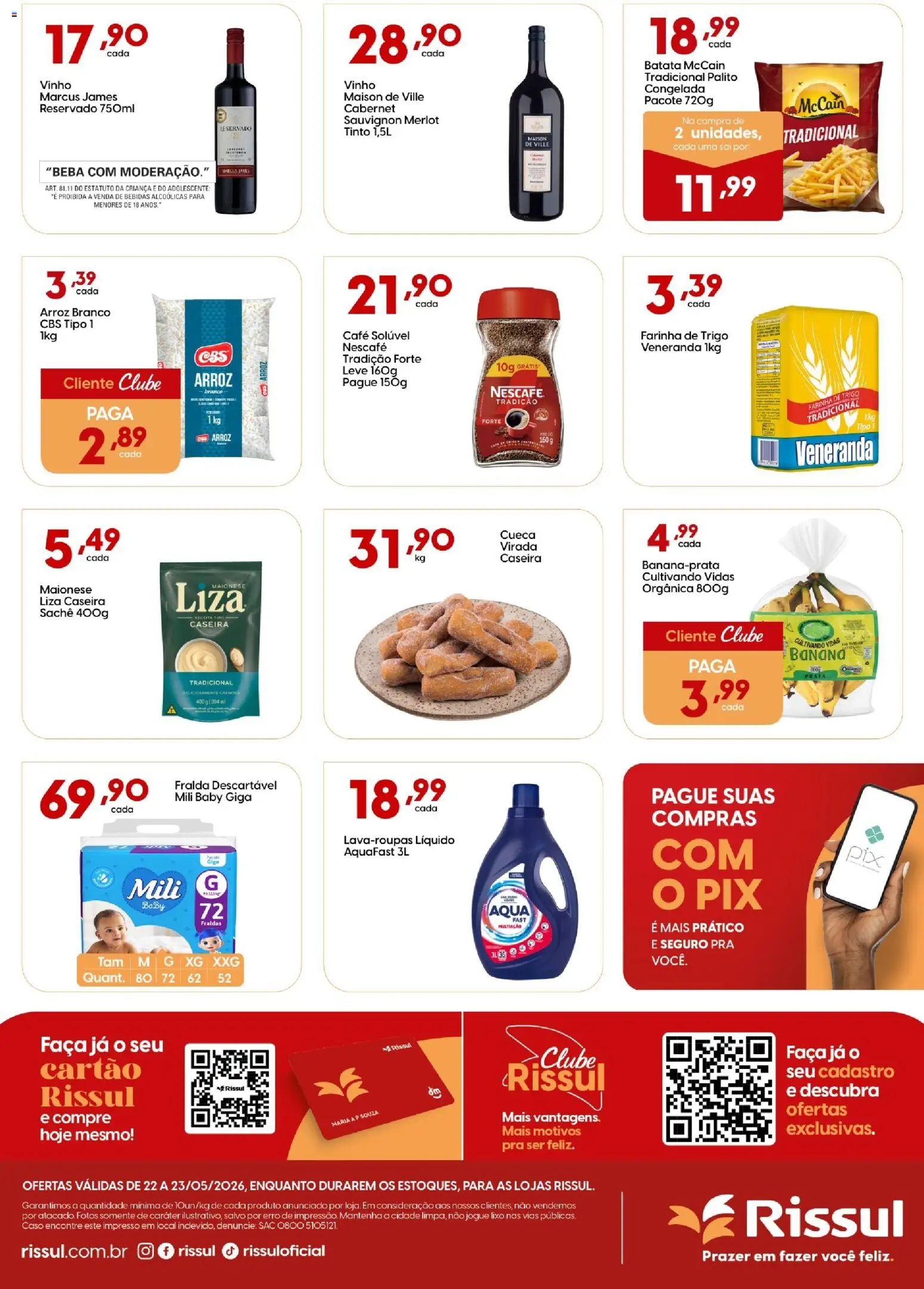 Rissul Folheto - válido de 22.05.2026 | Página: 2 | Produtos: Farinha de trigo, Café, Maionese, Café solúvel