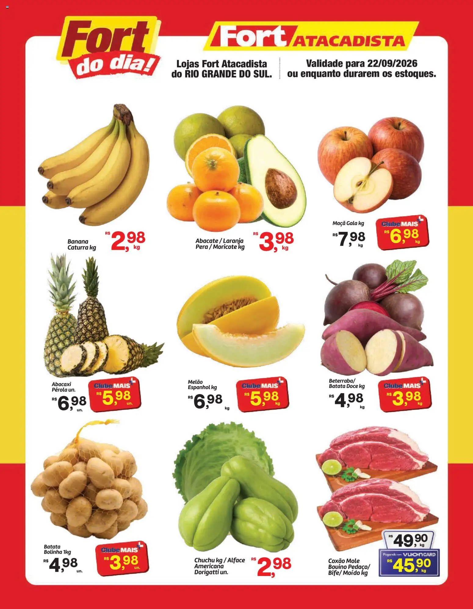Fort Atacadista Folheto - válido de 22/09/2026 | Página: 1 | Produtos: Melão, Coxão mole, Abacate, Batata