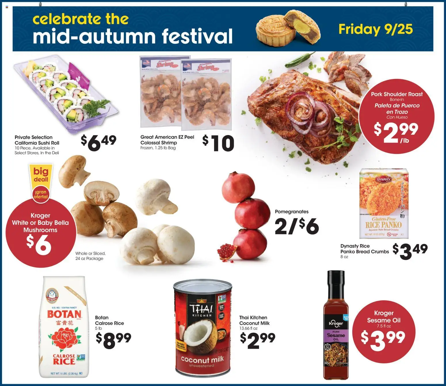 Food 4 Less Weekly Ad - valid from 09/23/2026 | Page: 8 | Products: Pork shoulder, Sushi, Shrimp, Bread